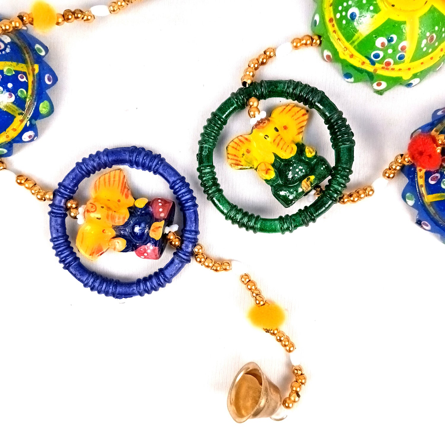 Latkan Toran Wall Hanging | Rajasthani Traditional Strings with Bells - Ganesha Design - For Main Door, Entrance, Wedding, Room, Home, Diwali Decoration - 20 Inch (Pack of 2 ) - Apkamart