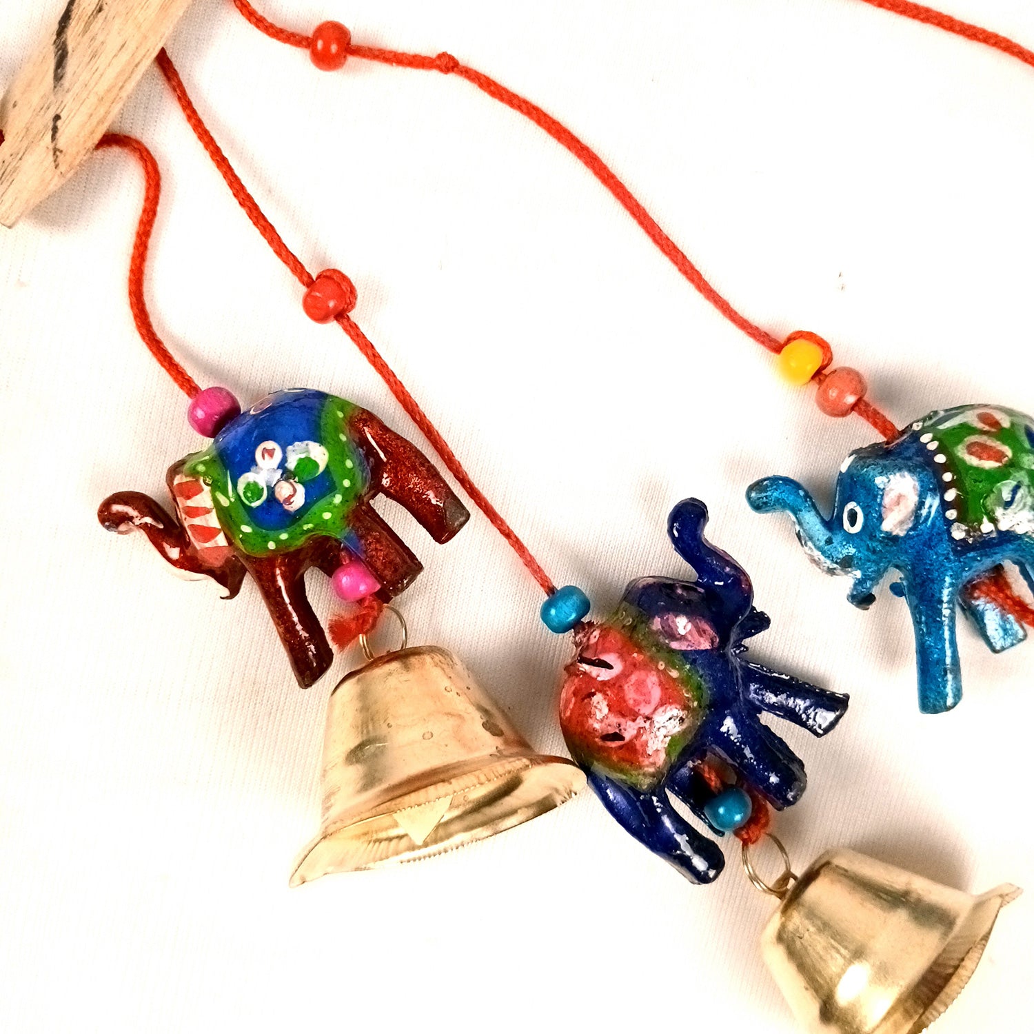 Latkan Toran Wall Hanging Set | Rajasthani Traditional Hangings with Bells - Elephant Design - For Main Door, Entrance, Wedding, Room, Home, Diwali Decoration - 14 Inch - Apkamart