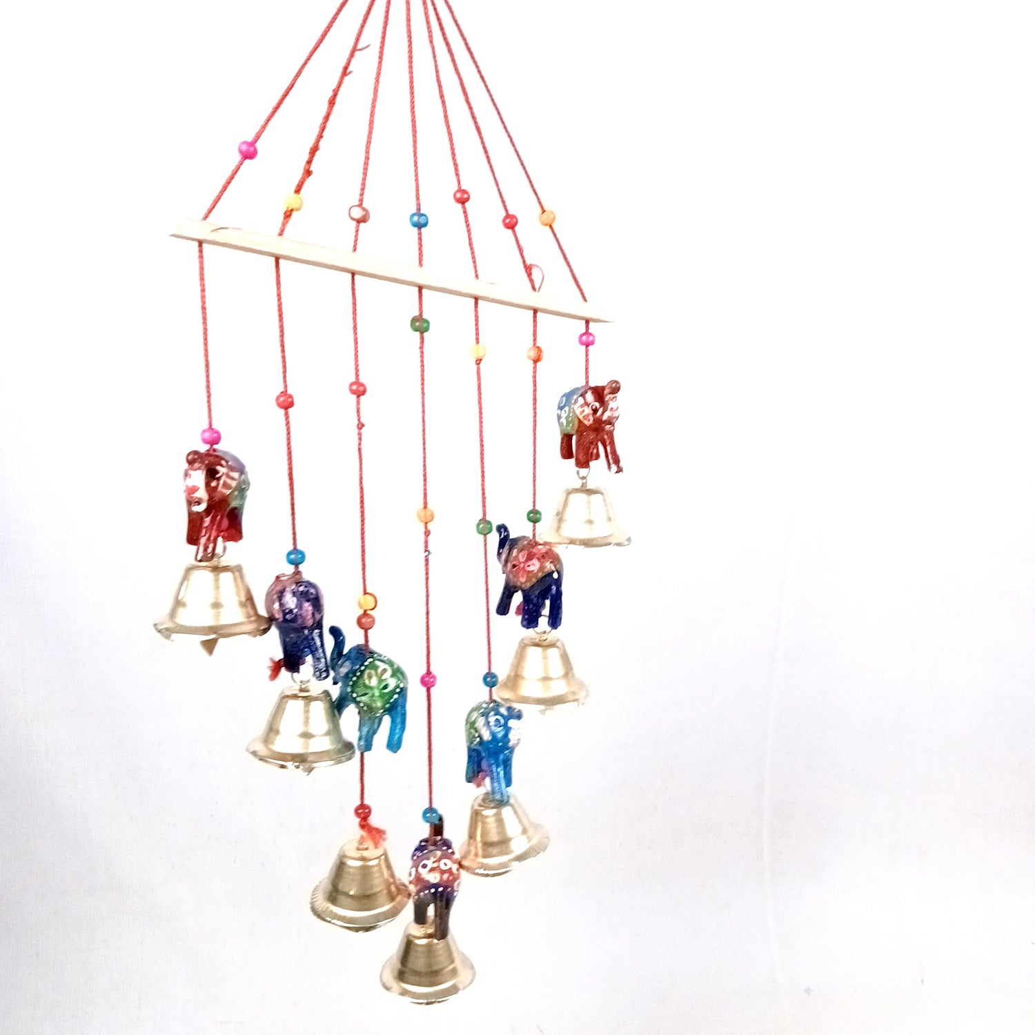 Latkan Toran Wall Hanging Set | Rajasthani Traditional Hangings with Bells - Elephant Design - For Main Door, Entrance, Wedding, Home, Diwali Decoration - 14 Inch (Pack Of 2) - Apkamart