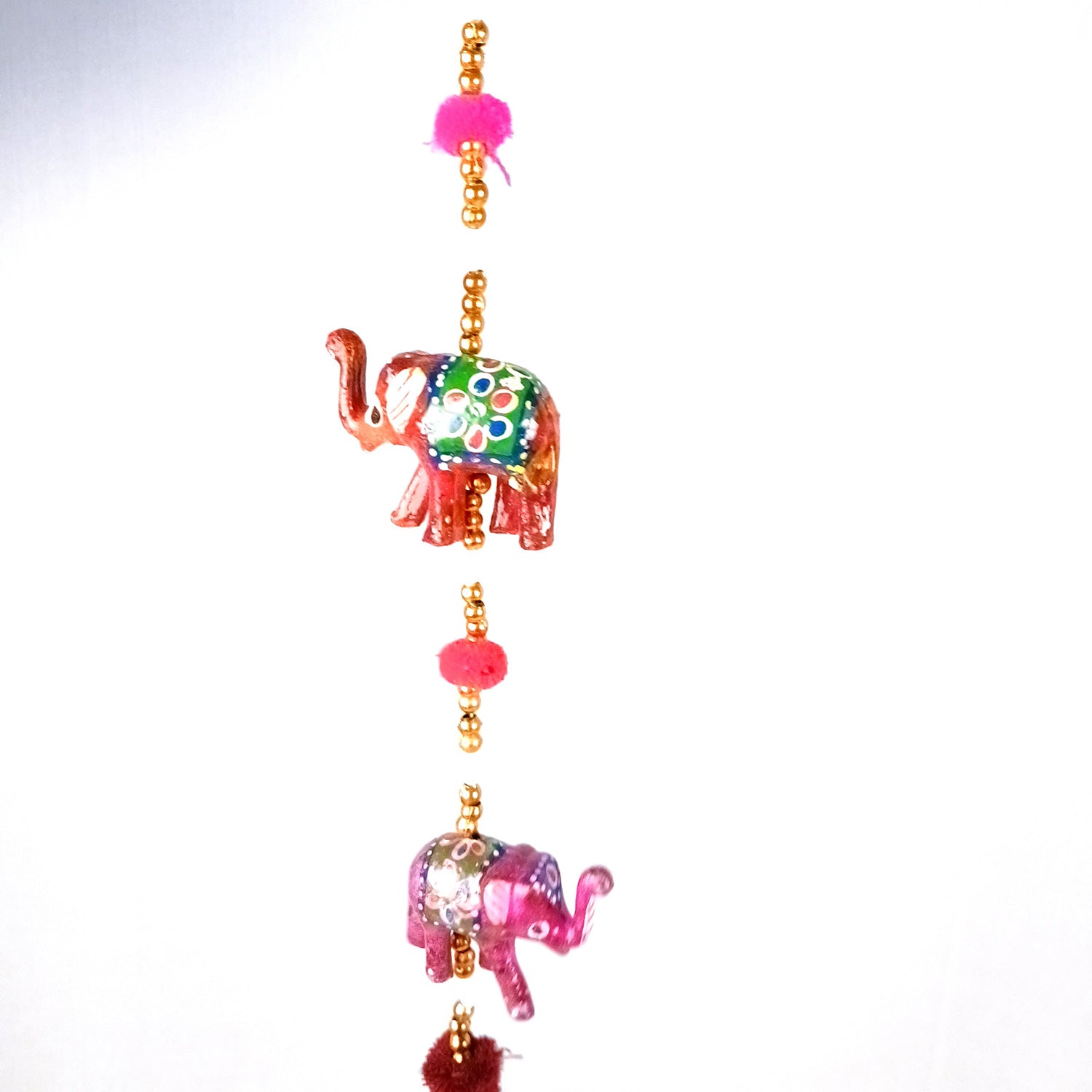 Latkan Toran Wall Hanging Set | Rajasthani Traditional Hangings with Bells - Elephant Design - For Main Door, Entrance, Room, Home, Diwali Decoration - 33 Inch (Pack of 2) - Apkamart