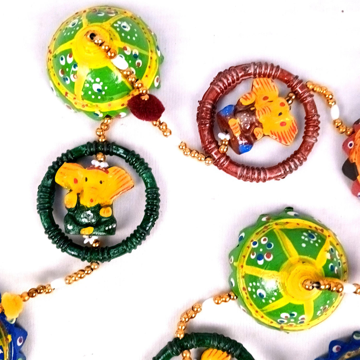 Latkan Toran Wall Hanging | Rajasthani Traditional Strings with Bells - Ganesha Design - For Main Door, Entrance, Wedding, Room, Home, Diwali Decoration - 20 Inch (Pack of 2 ) - Apkamart