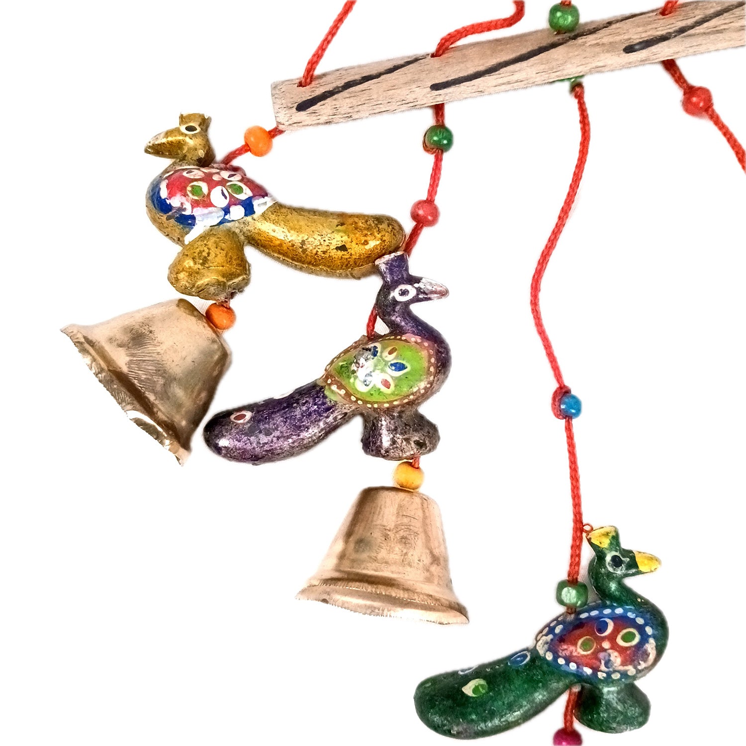 Latkan Toran Wall Hanging Set | Rajasthani Traditional Hangings with Bells - Peacock Design - For Main Door, Entrance, Wedding, Room, Home, Diwali Decoration - 26 Inch - Apkamart