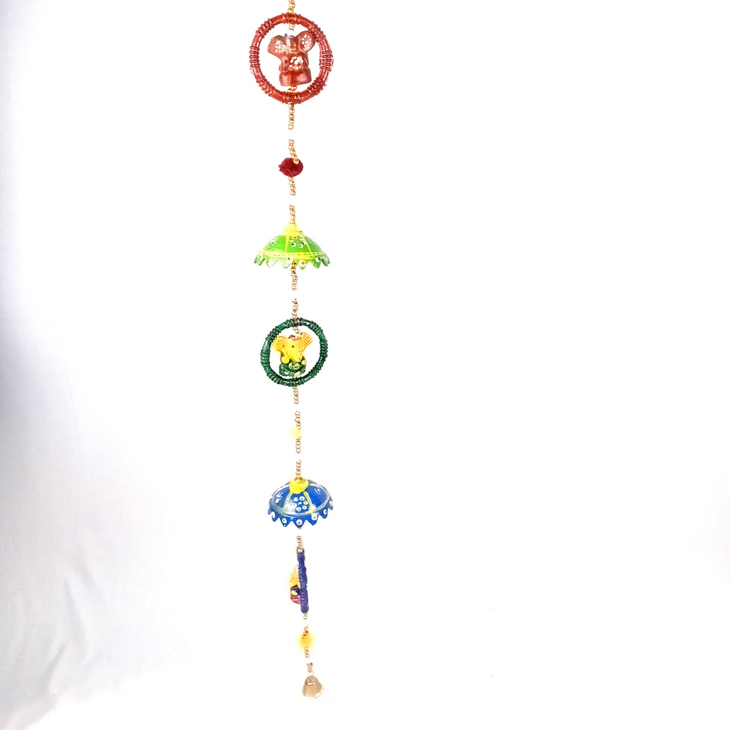 Latkan Toran Wall Hanging | Rajasthani Traditional Strings with Bells - Ganesha Design - For Main Door, Entrance, Wedding, Room, Home, Diwali Decoration - 20 Inch - Apkamart