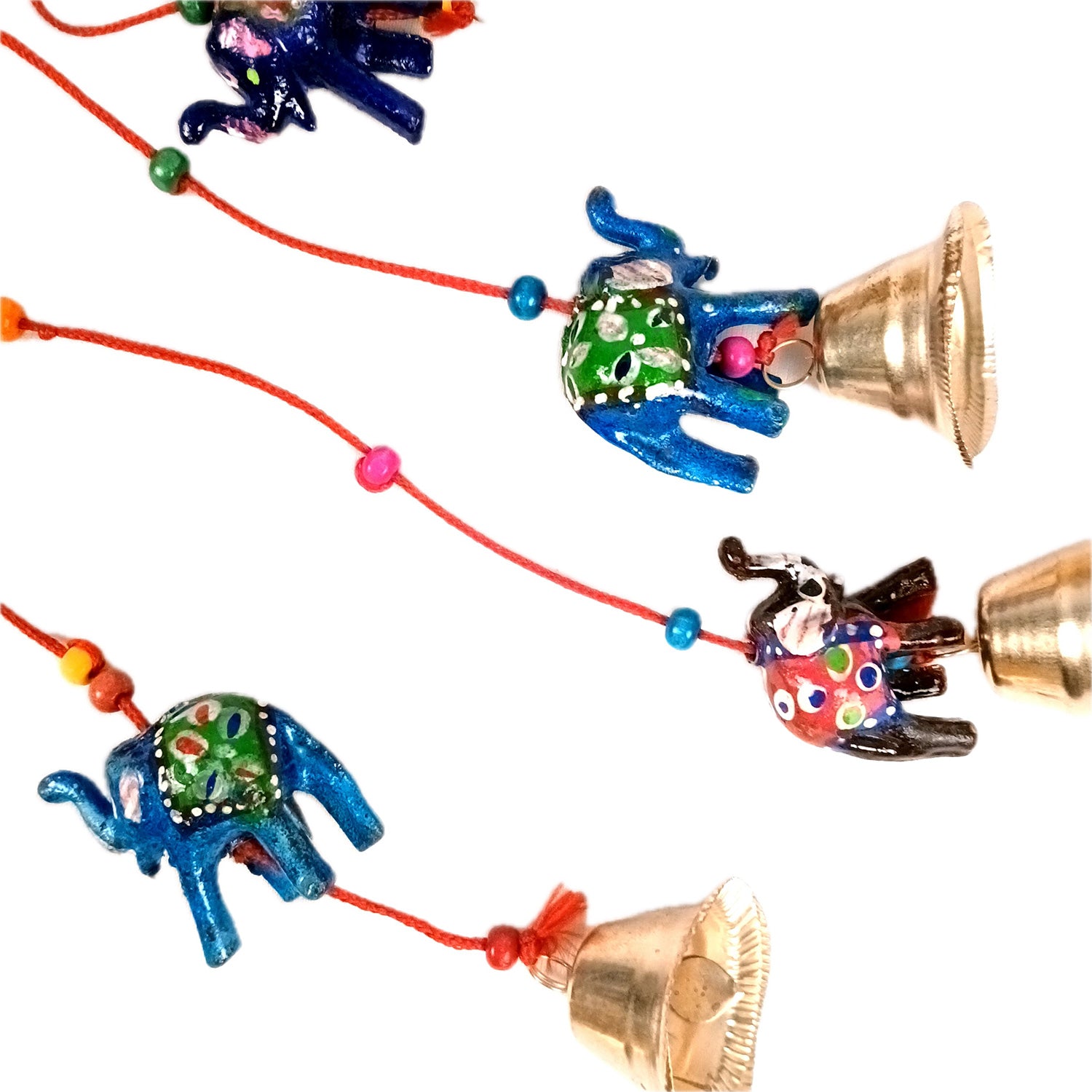 Latkan Toran Wall Hanging Set | Rajasthani Traditional Hangings with Bells - Elephant Design - For Main Door, Entrance, Wedding, Room, Home, Diwali Decoration - 14 Inch - Apkamart