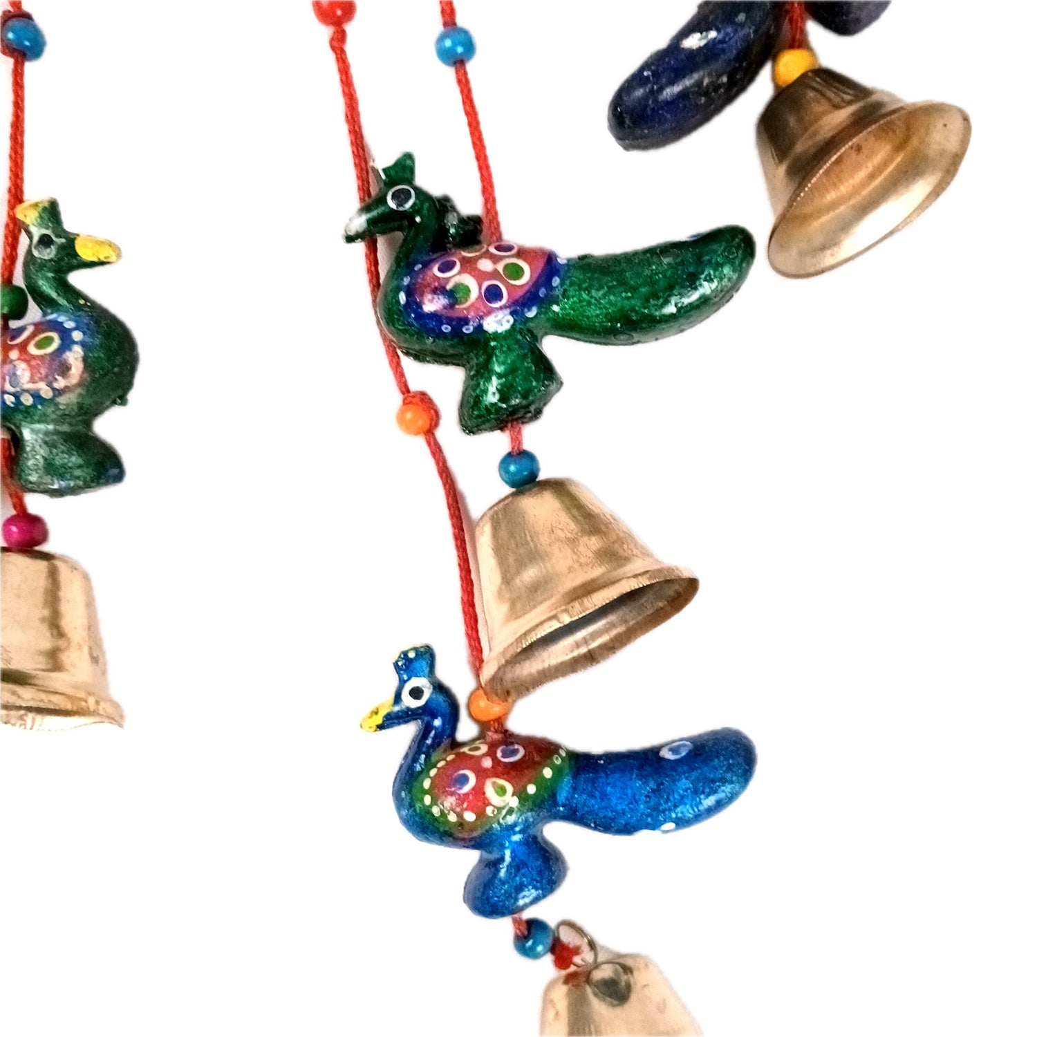 Latkan Toran Wall Hanging Set | Rajasthani Traditional Hangings with Bells - Peacock Design - For Main Door, Entrance, Wedding, Room, Home, Diwali Decoration - 26 Inch - Apkamart