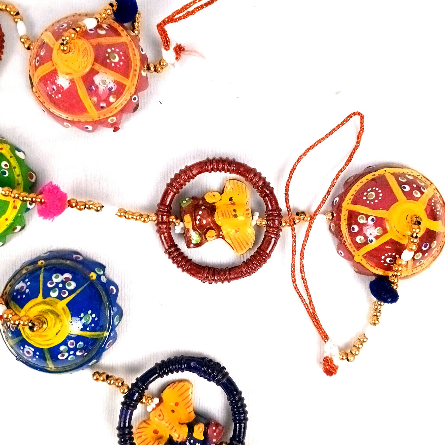 Latkan Toran Wall Hanging | Rajasthani Traditional Strings with Bells - Ganesha Design - For Main Door, Entrance, Wedding, Room, Home, Diwali Decoration - 20 Inch (Pack of 2 ) - Apkamart