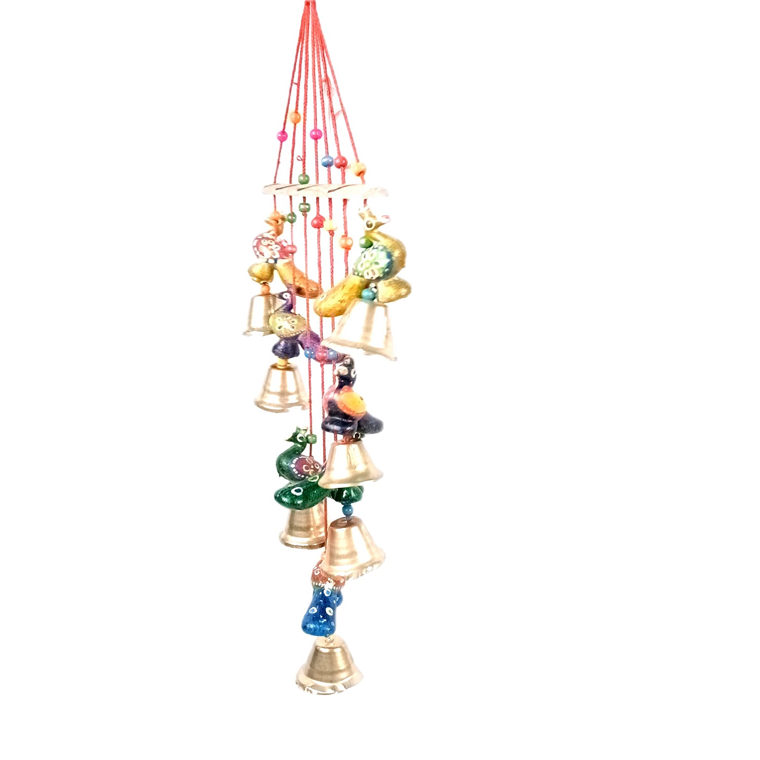 Latkan Toran Wall Hanging Set | Rajasthani Traditional Hangings with Bells - Peacock Design - For Main Door, Entrance, Wedding, Home, Diwali Decoration - 26 Inch (Pack Of 2 ) - Apkamart