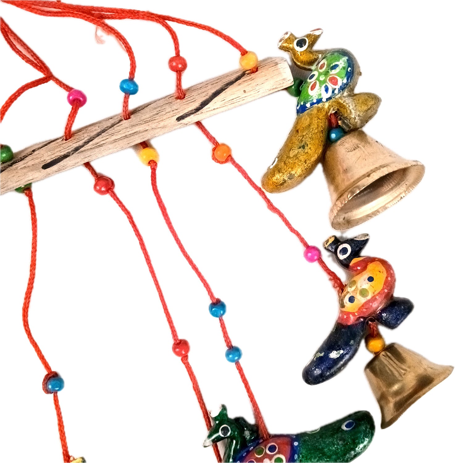 Latkan Toran Wall Hanging Set | Rajasthani Traditional Hangings with Bells - Peacock Design - For Main Door, Entrance, Wedding, Room, Home, Diwali Decoration - 26 Inch - Apkamart