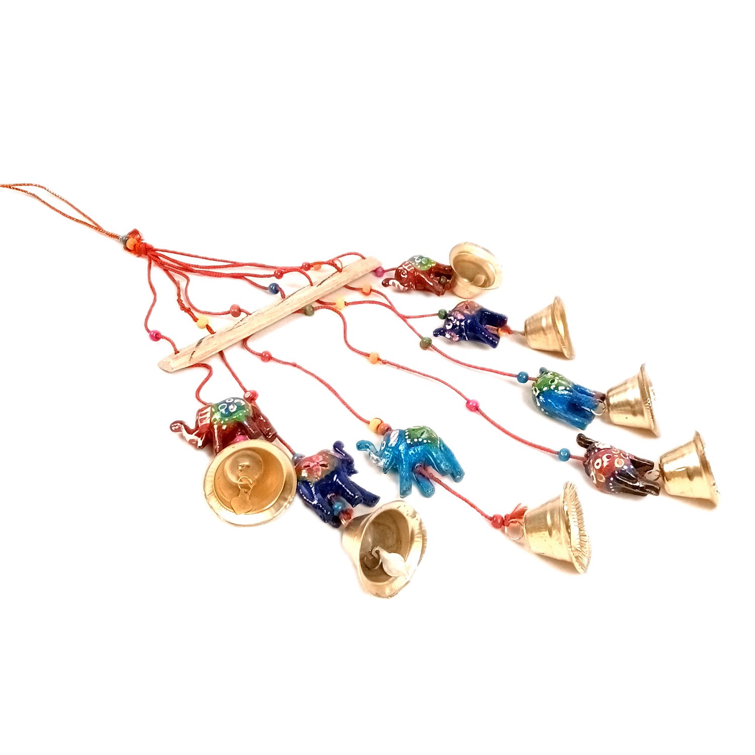 Latkan Toran Wall Hanging Set | Rajasthani Traditional Hangings with Bells - Elephant Design - For Main Door, Entrance, Wedding, Room, Home, Diwali Decoration - 14 Inch - Apkamart