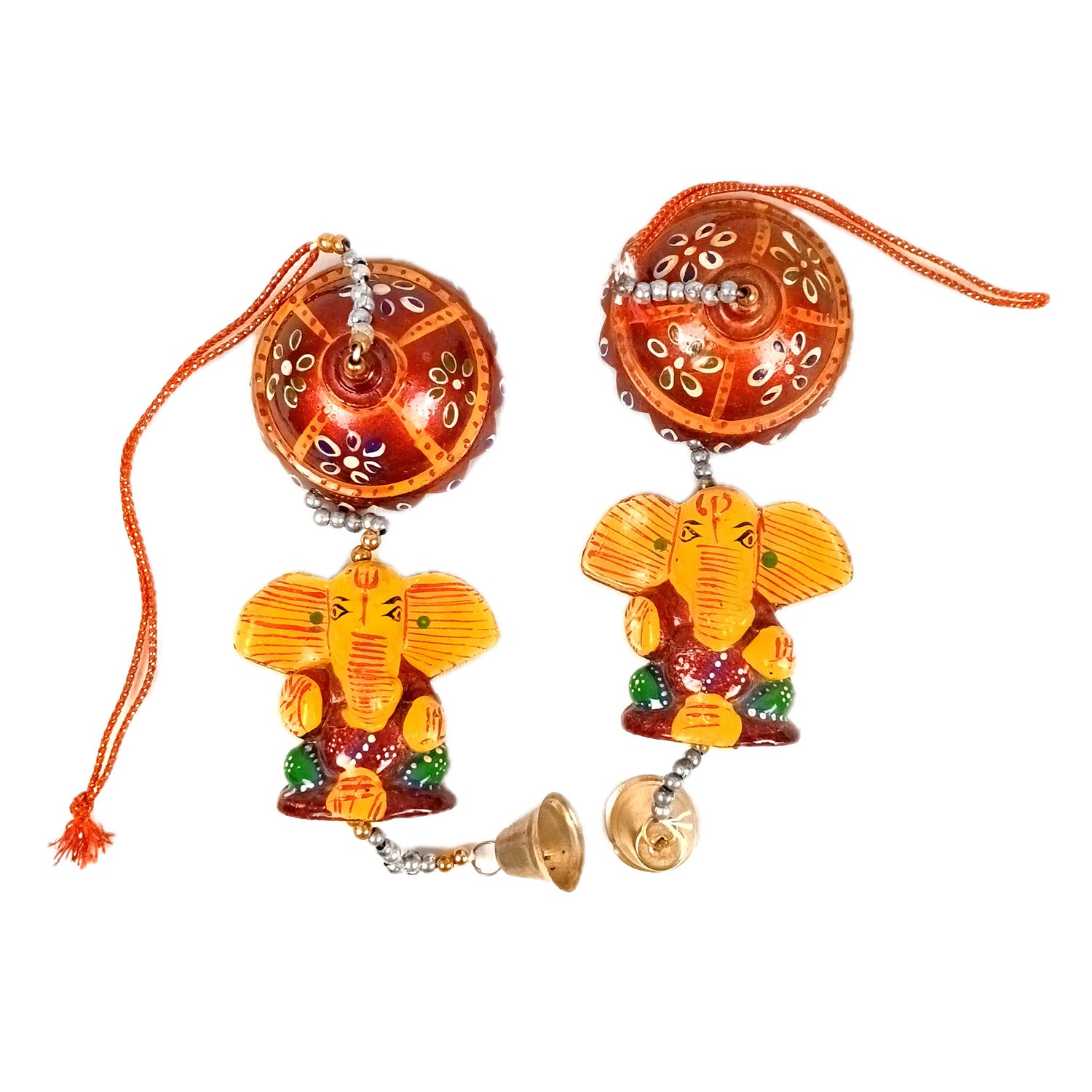 Latkan Toran Wall Hanging | Rajasthani Traditional Strings with Bells - Ganesha Design - For Main Door, Entrance, Wedding, Room, Home, Diwali Decoration - 20 Inch (Pack of 2) - Apkamart
