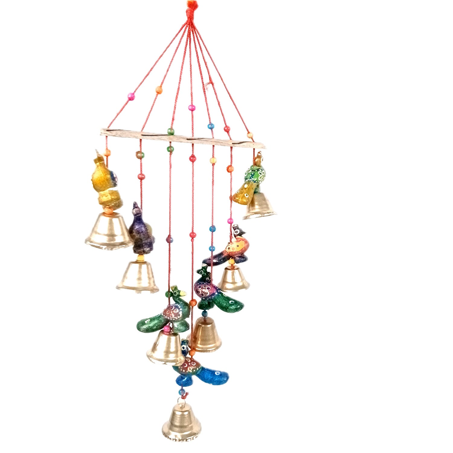 Latkan Toran Wall Hanging Set | Rajasthani Traditional Hangings with Bells - Peacock Design - For Main Door, Entrance, Wedding, Home, Diwali Decoration - 26 Inch (Pack Of 2 ) - Apkamart