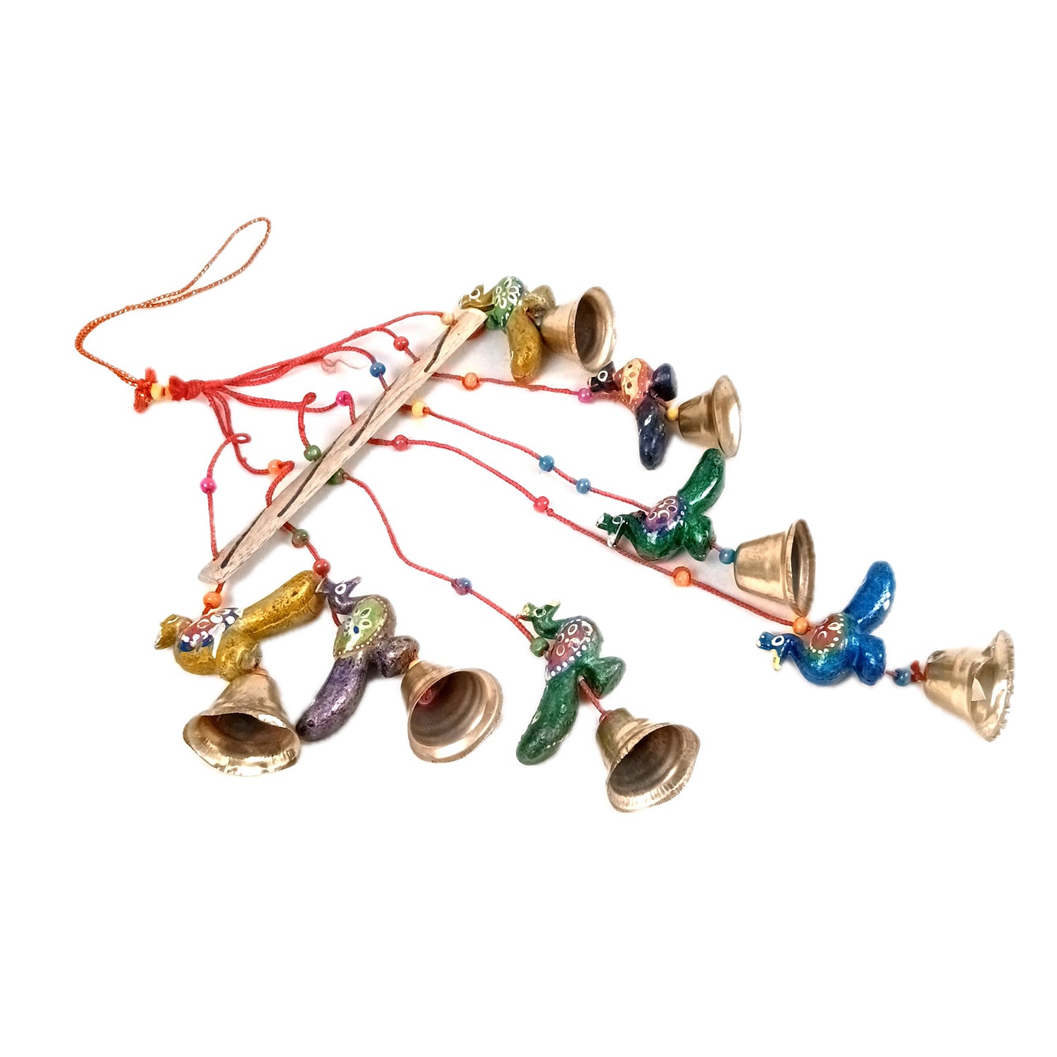 Latkan Toran Wall Hanging Set | Rajasthani Traditional Hangings with Bells - Peacock Design - For Main Door, Entrance, Wedding, Room, Home, Diwali Decoration - 26 Inch - Apkamart