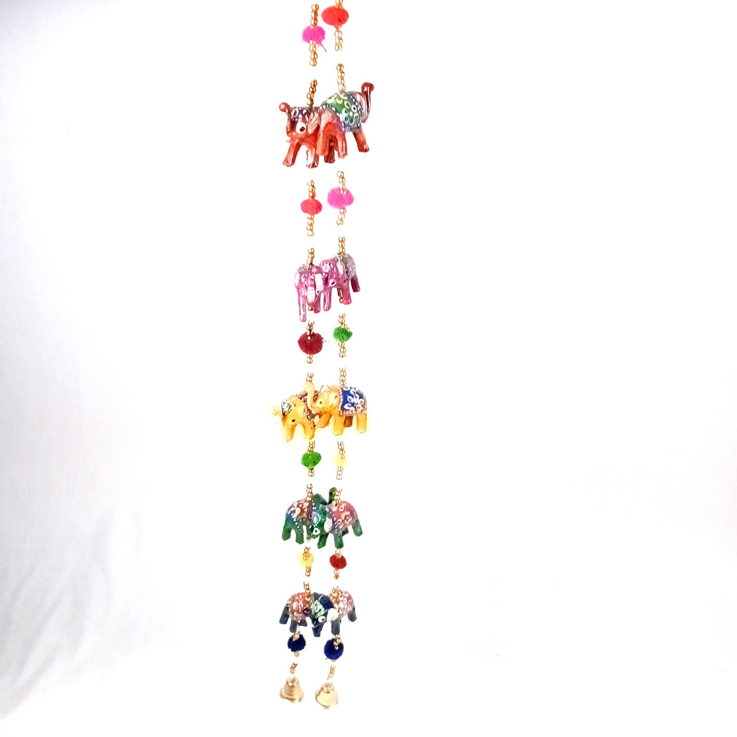 Latkan Toran Wall Hanging Set | Rajasthani Traditional Hangings with Bells - Elephant Design - For Main Door, Entrance, Room, Home, Diwali Decoration - 33 Inch (Pack of 2) - Apkamart