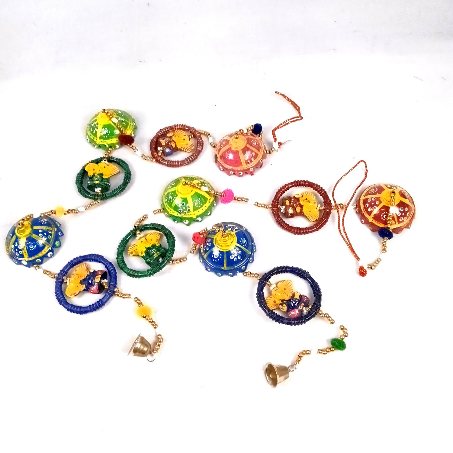 Latkan Toran Wall Hanging | Rajasthani Traditional Strings with Bells - Ganesha Design - For Main Door, Entrance, Wedding, Room, Home, Diwali Decoration - 20 Inch (Pack of 2 ) - Apkamart