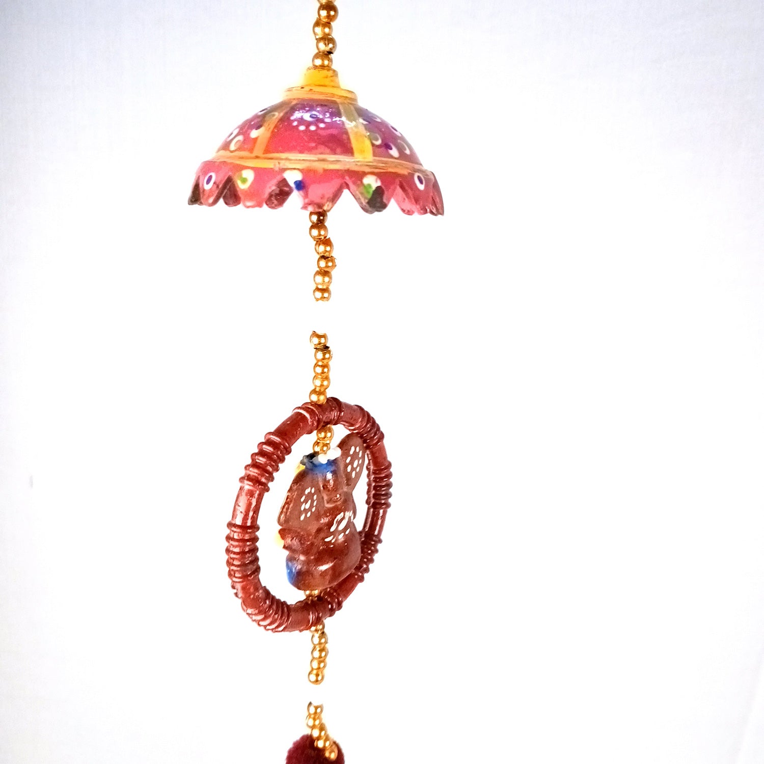 Latkan Toran Wall Hanging | Rajasthani Traditional Strings with Bells - Ganesha Design - For Main Door, Entrance, Wedding, Room, Home, Diwali Decoration - 20 Inch - Apkamart