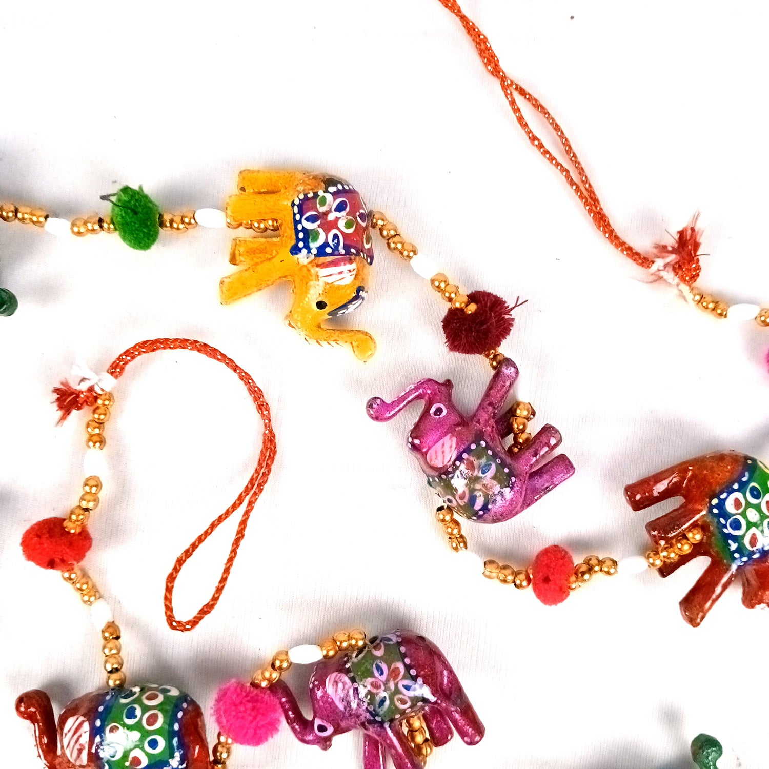 Latkan Toran Wall Hanging Set | Rajasthani Traditional Hangings with Bells - Elephant Design - For Main Door, Entrance, Wedding, Room, Home, Diwali Decoration - 33 Inch - Apkamart