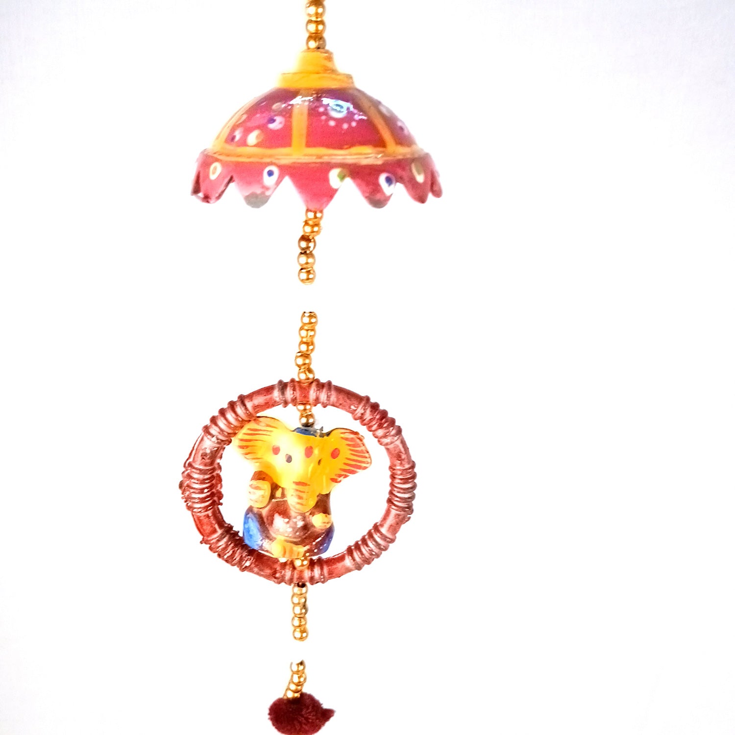 Latkan Toran Wall Hanging | Rajasthani Traditional Strings with Bells - Ganesha Design - For Main Door, Entrance, Wedding, Room, Home, Diwali Decoration - 20 Inch - Apkamart