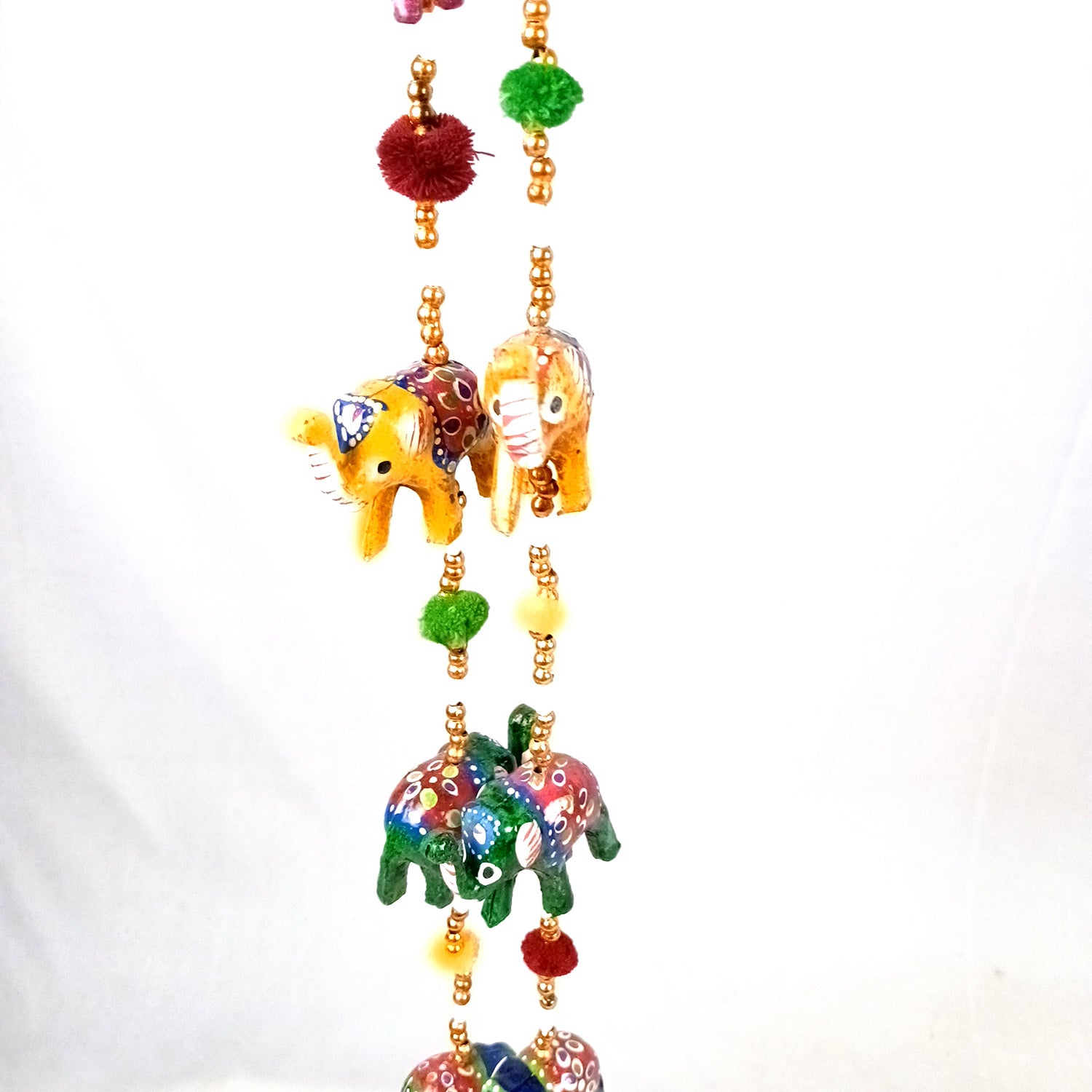 Latkan Toran Wall Hanging Set | Rajasthani Traditional Hangings with Bells - Elephant Design - For Main Door, Entrance, Room, Home, Diwali Decoration - 33 Inch (Pack of 2) - Apkamart