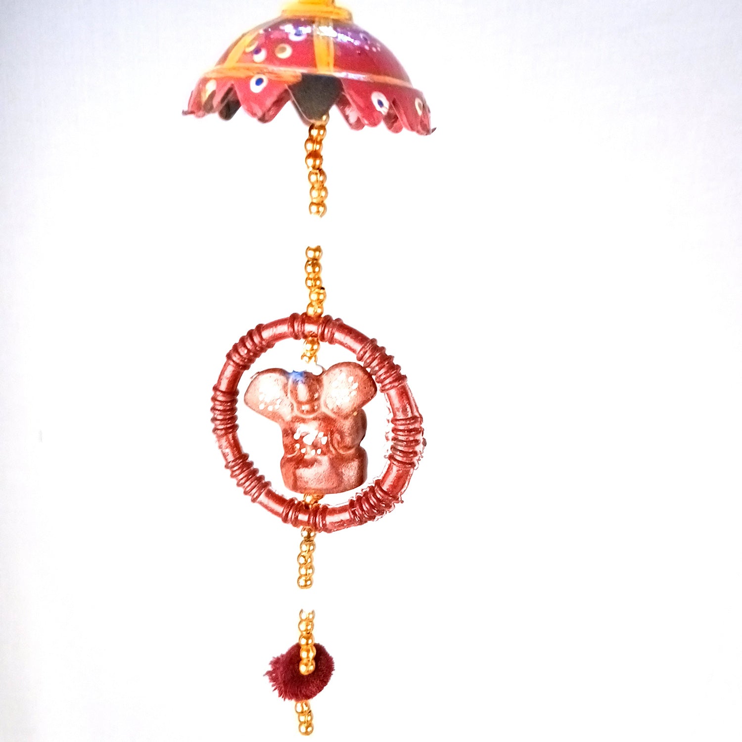 Latkan Toran Wall Hanging | Rajasthani Traditional Strings with Bells - Ganesha Design - For Main Door, Entrance, Wedding, Room, Home, Diwali Decoration - 20 Inch (Pack of 2 ) - Apkamart