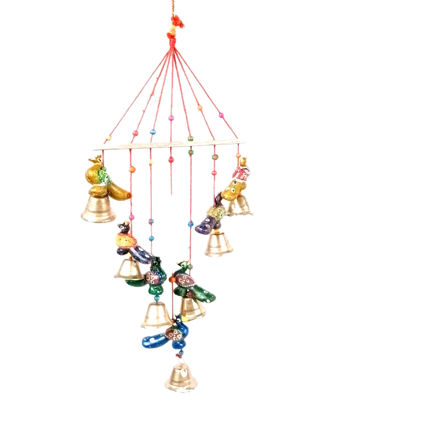 Latkan Toran Wall Hanging Set | Rajasthani Traditional Hangings with Bells - Peacock Design - For Main Door, Entrance, Wedding, Room, Home, Diwali Decoration - 26 Inch - Apkamart