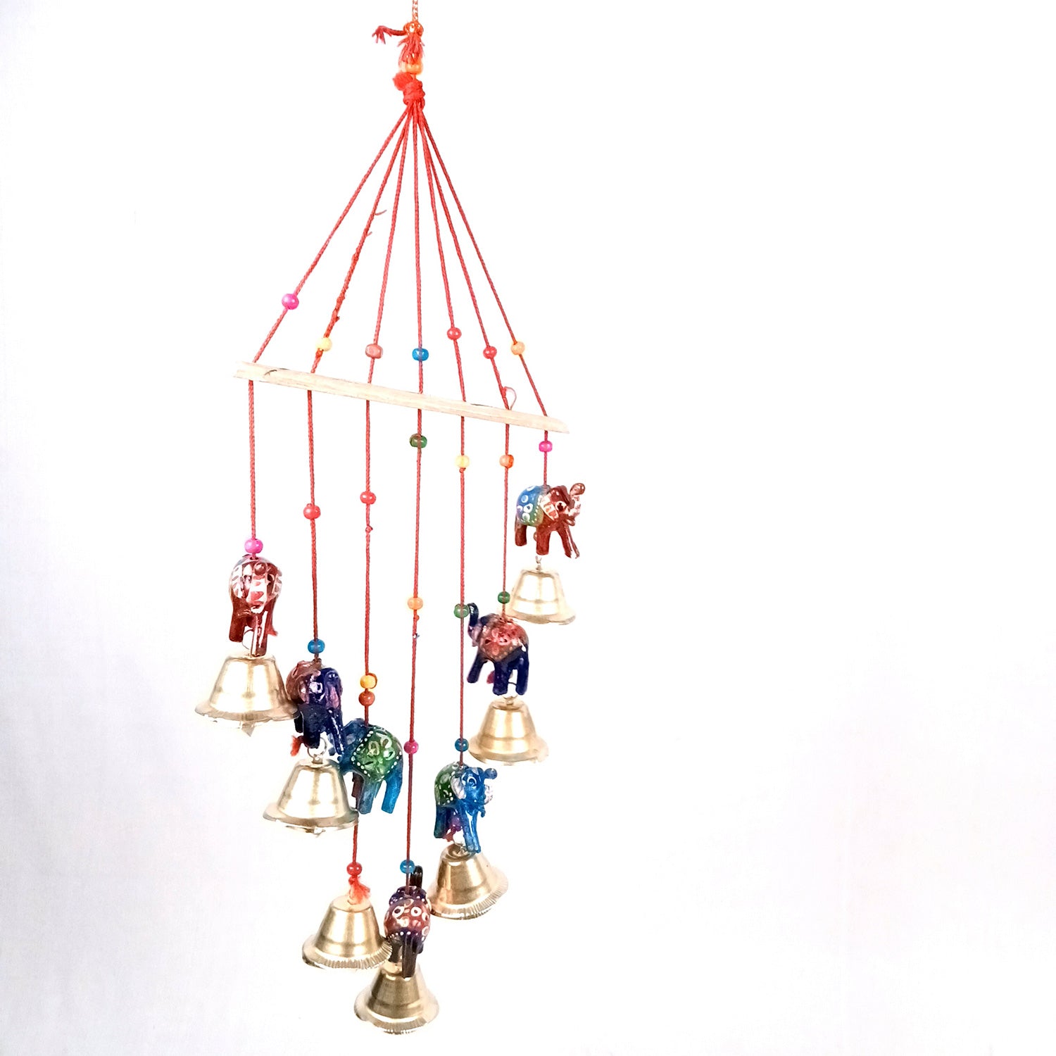 Latkan Toran Wall Hanging Set | Rajasthani Traditional Hangings with Bells - Elephant Design - For Main Door, Entrance, Wedding, Room, Home, Diwali Decoration - 14 Inch - Apkamart