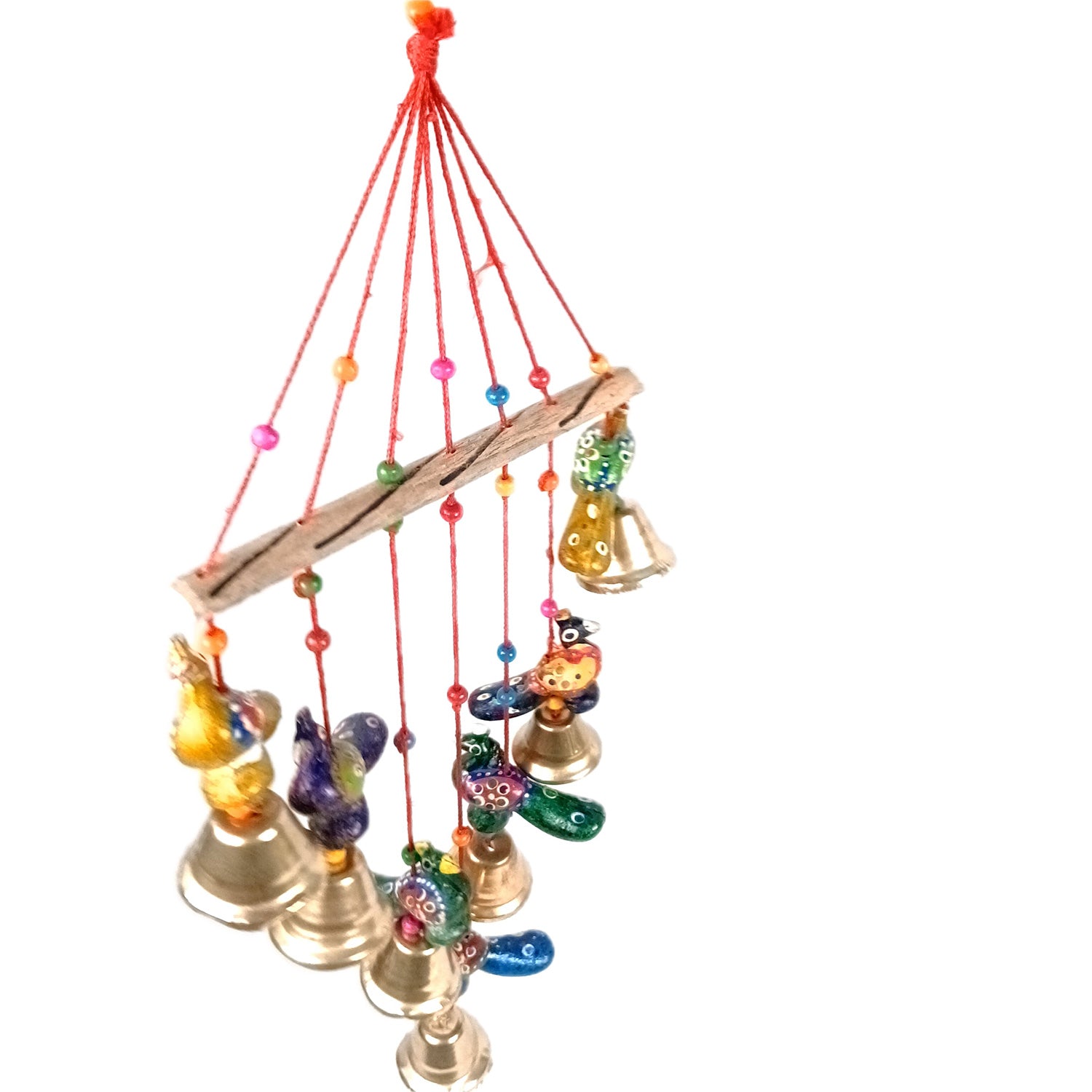 Latkan Toran Wall Hanging Set | Rajasthani Traditional Hangings with Bells - Peacock Design - For Main Door, Entrance, Wedding, Home, Diwali Decoration - 26 Inch (Pack Of 2 ) - Apkamart