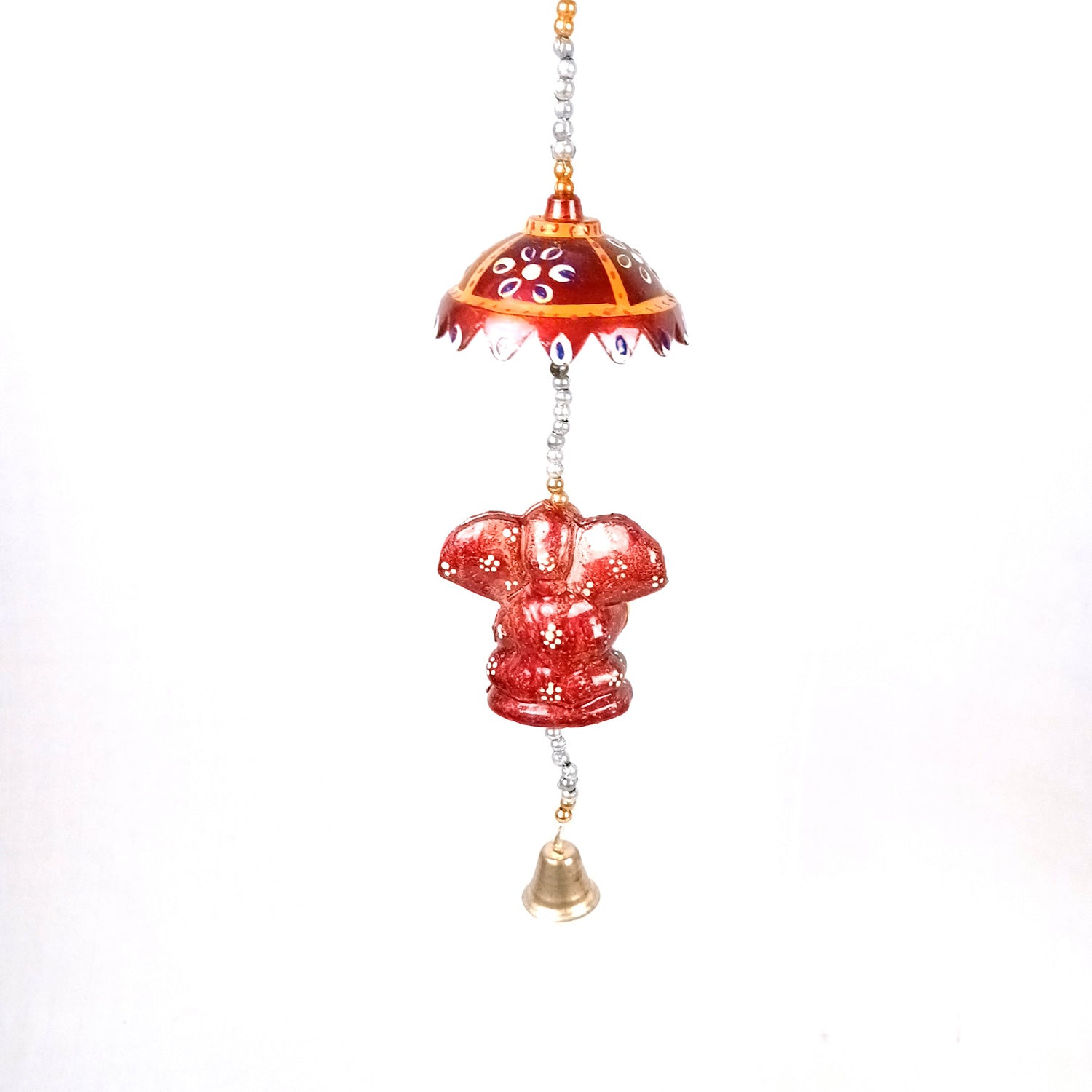 Latkan Toran Wall Hanging | Rajasthani Traditional Strings with Bells - Ganesha Design - For Main Door, Entrance, Wedding, Room, Home, Diwali Decoration - 20 Inch - Apkamart