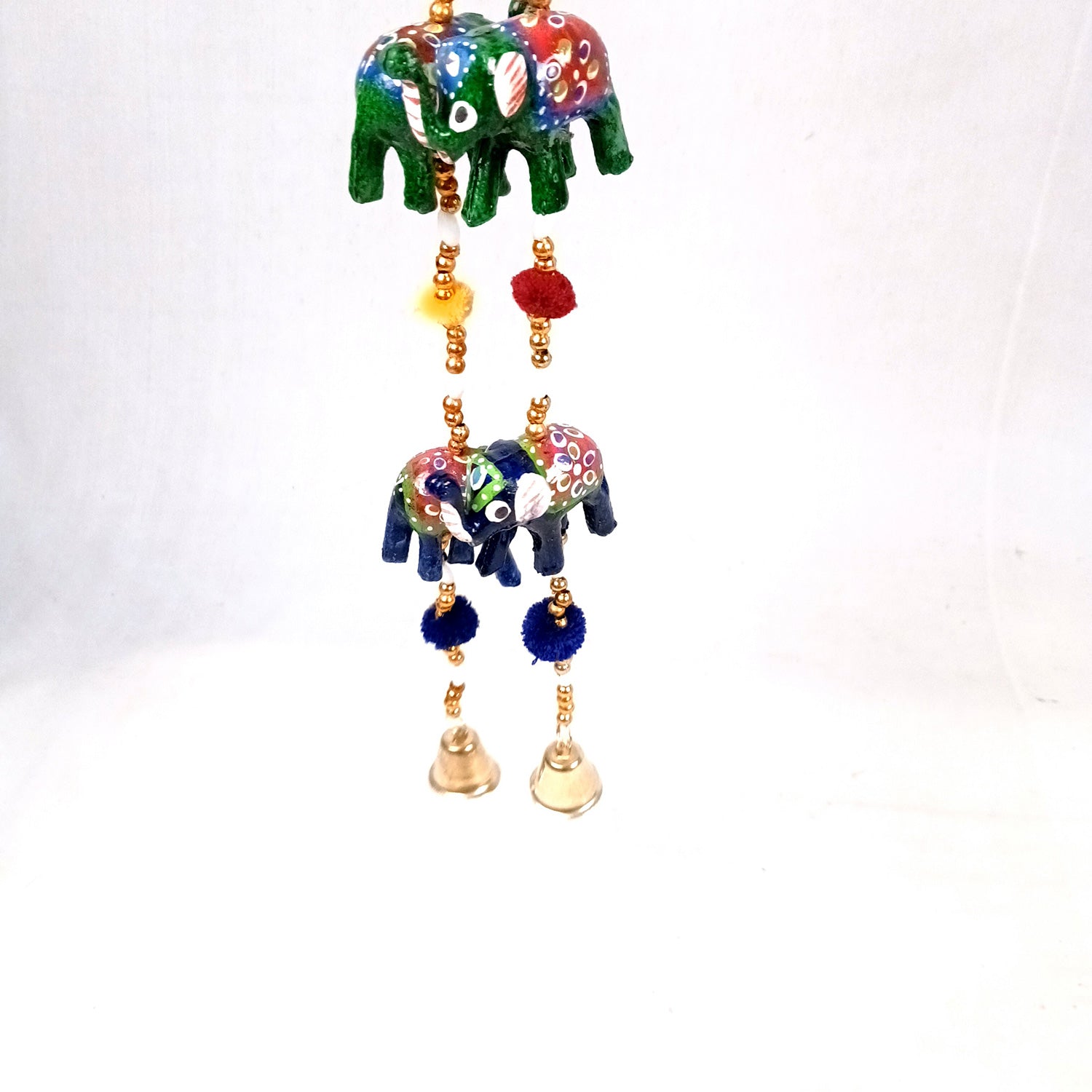 Latkan Toran Wall Hanging Set | Rajasthani Traditional Hangings with Bells - Elephant Design - For Main Door, Entrance, Room, Home, Diwali Decoration - 33 Inch (Pack of 2) - Apkamart