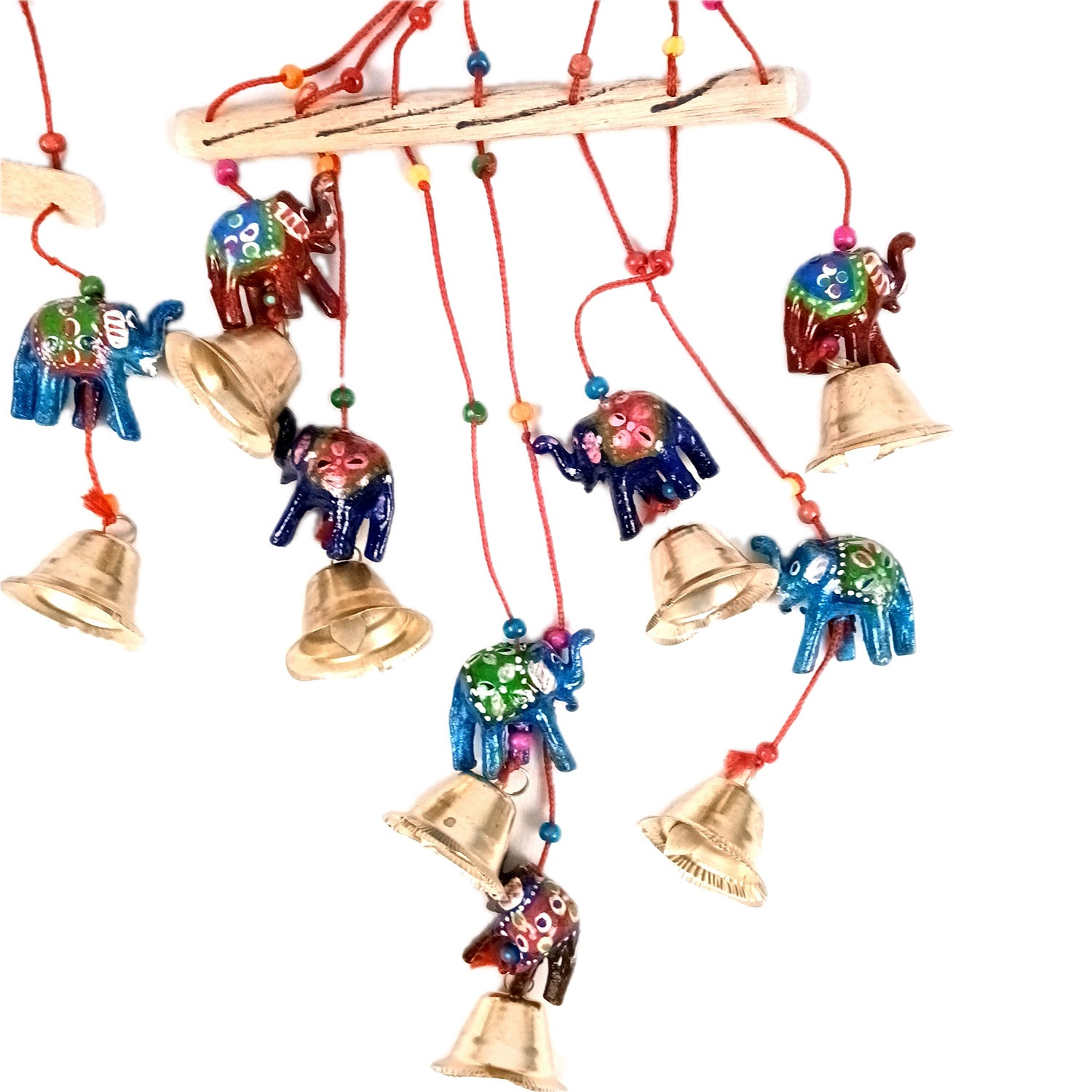 Latkan Toran Wall Hanging Set | Rajasthani Traditional Hangings with Bells - Elephant Design - For Main Door, Entrance, Wedding, Home, Diwali Decoration - 14 Inch (Pack Of 2) - Apkamart