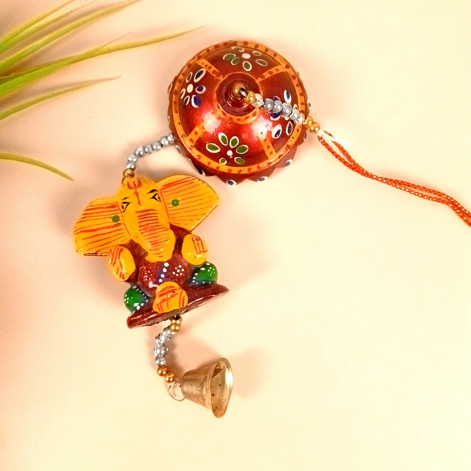 Latkan Toran Wall Hanging | Rajasthani Traditional Strings with Bells - Ganesha Design - For Main Door, Entrance, Wedding, Room, Home, Diwali Decoration - 20 Inch - Apkamart