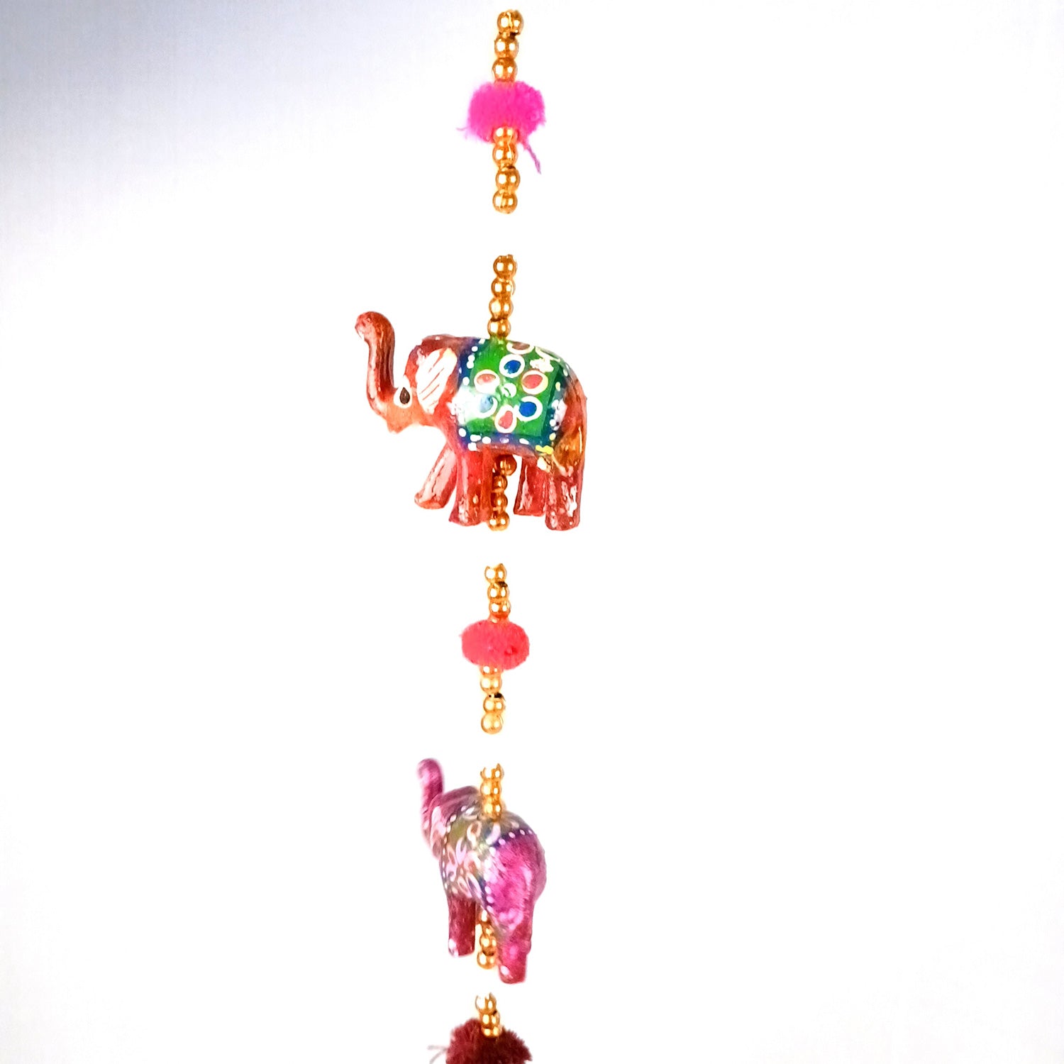 Latkan Toran Wall Hanging Set | Rajasthani Traditional Hangings with Bells - Elephant Design - For Main Door, Entrance, Wedding, Room, Home, Diwali Decoration - 33 Inch - Apkamart