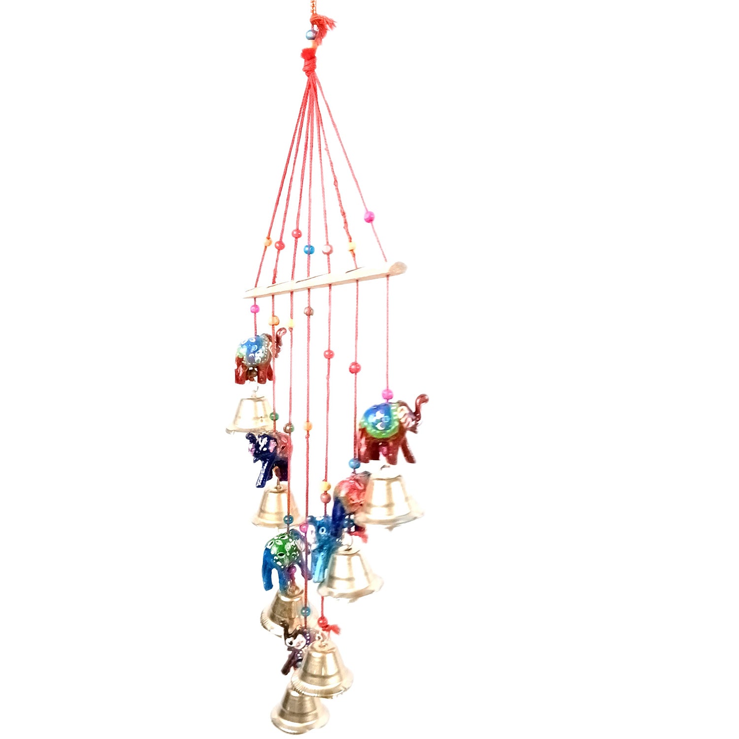 Latkan Toran Wall Hanging Set | Rajasthani Traditional Hangings with Bells - Elephant Design - For Main Door, Entrance, Wedding, Room, Home, Diwali Decoration - 14 Inch - Apkamart