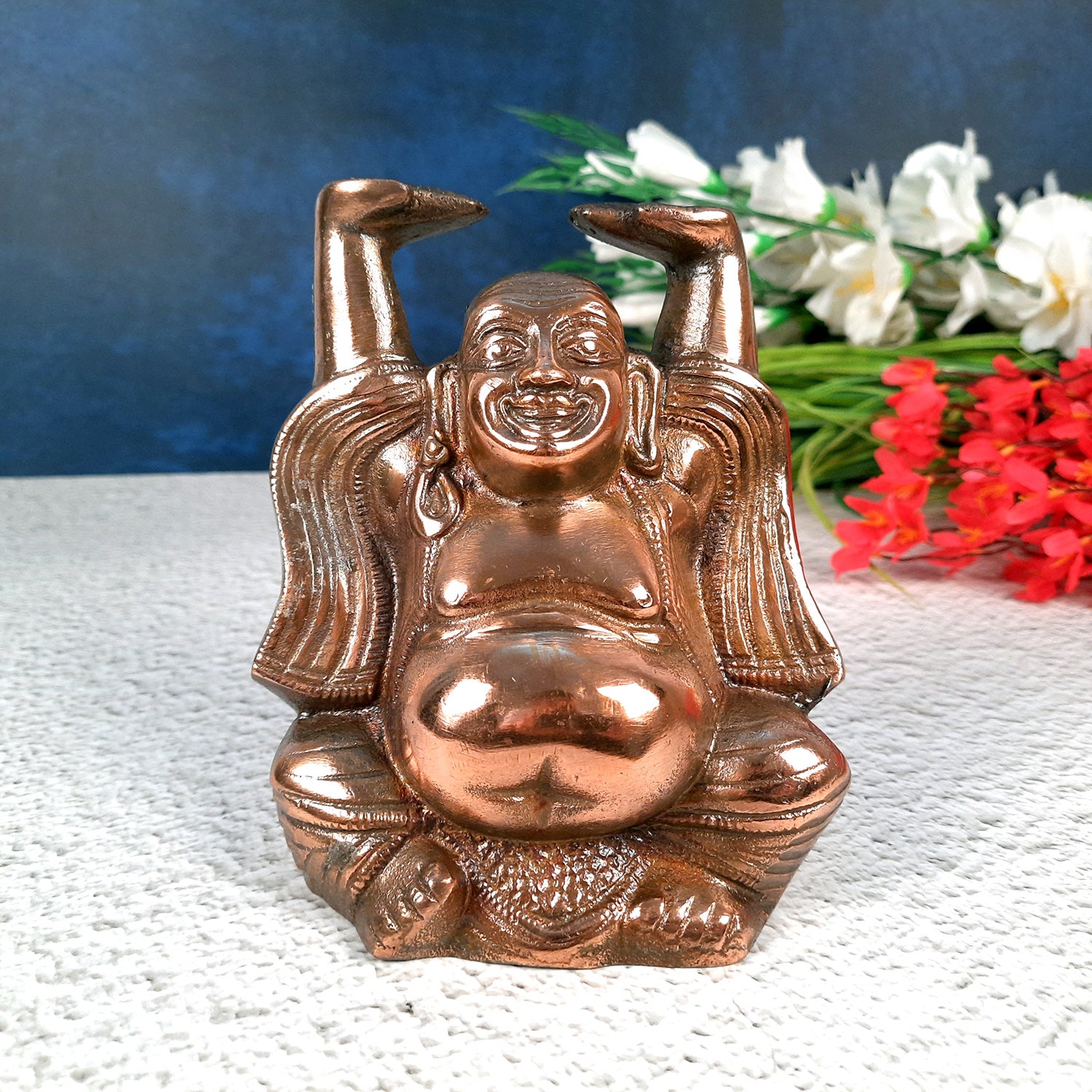 Laughing Buddha Showpiece For Good Luck | Laughing Buddha for Happiness, Positivity, Home Decor & Gift - 7 inch-Apkamart