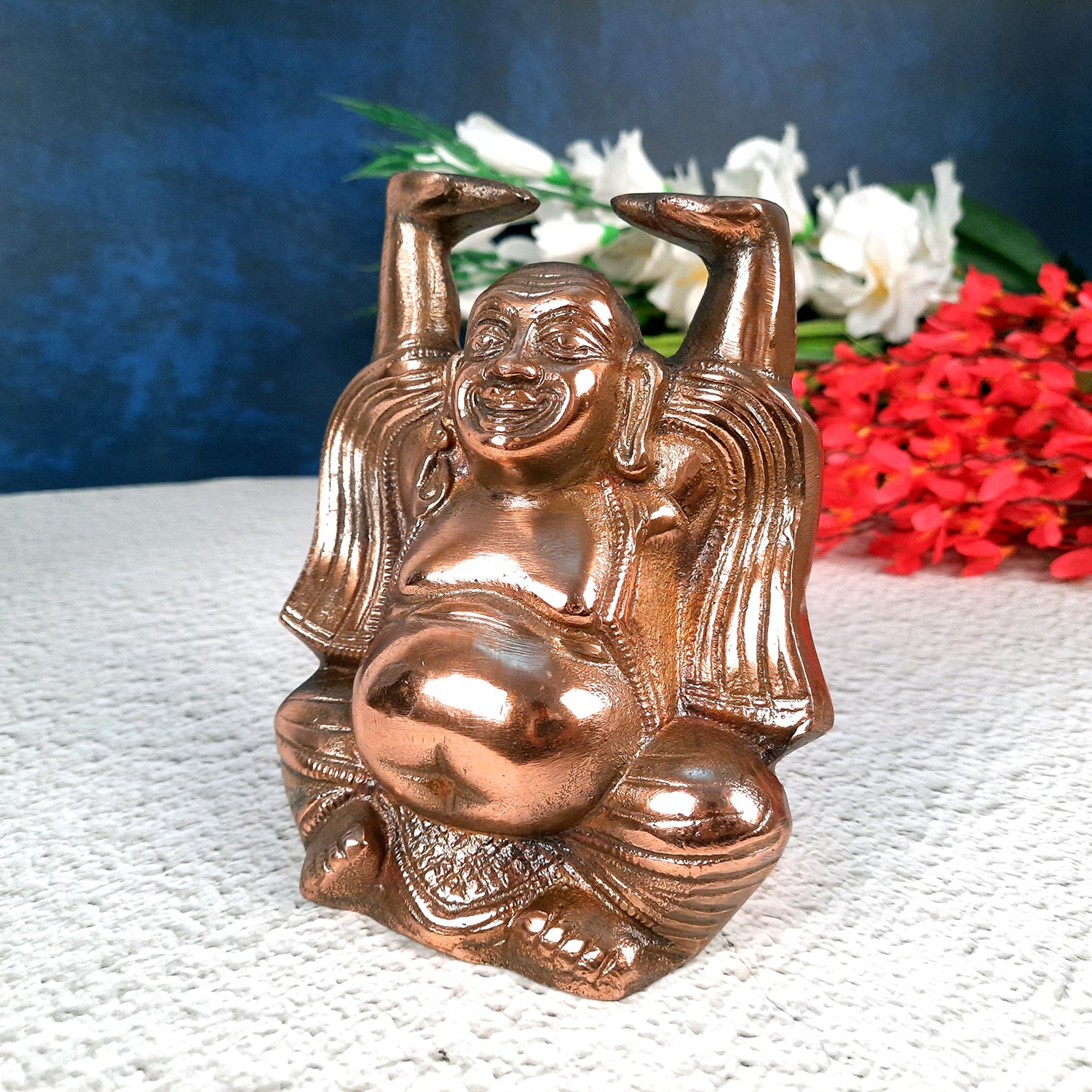 Laughing Buddha Showpiece For Good Luck | Laughing Buddha for Happiness, Positivity, Home Decor & Gift - 7 inch-Apkamart