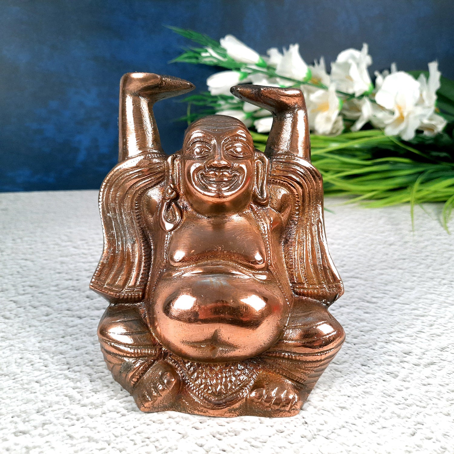 Laughing Buddha Showpiece For Good Luck | Laughing Buddha for Happiness, Positivity, Home Decor & Gift - 7 inch-Apkamart