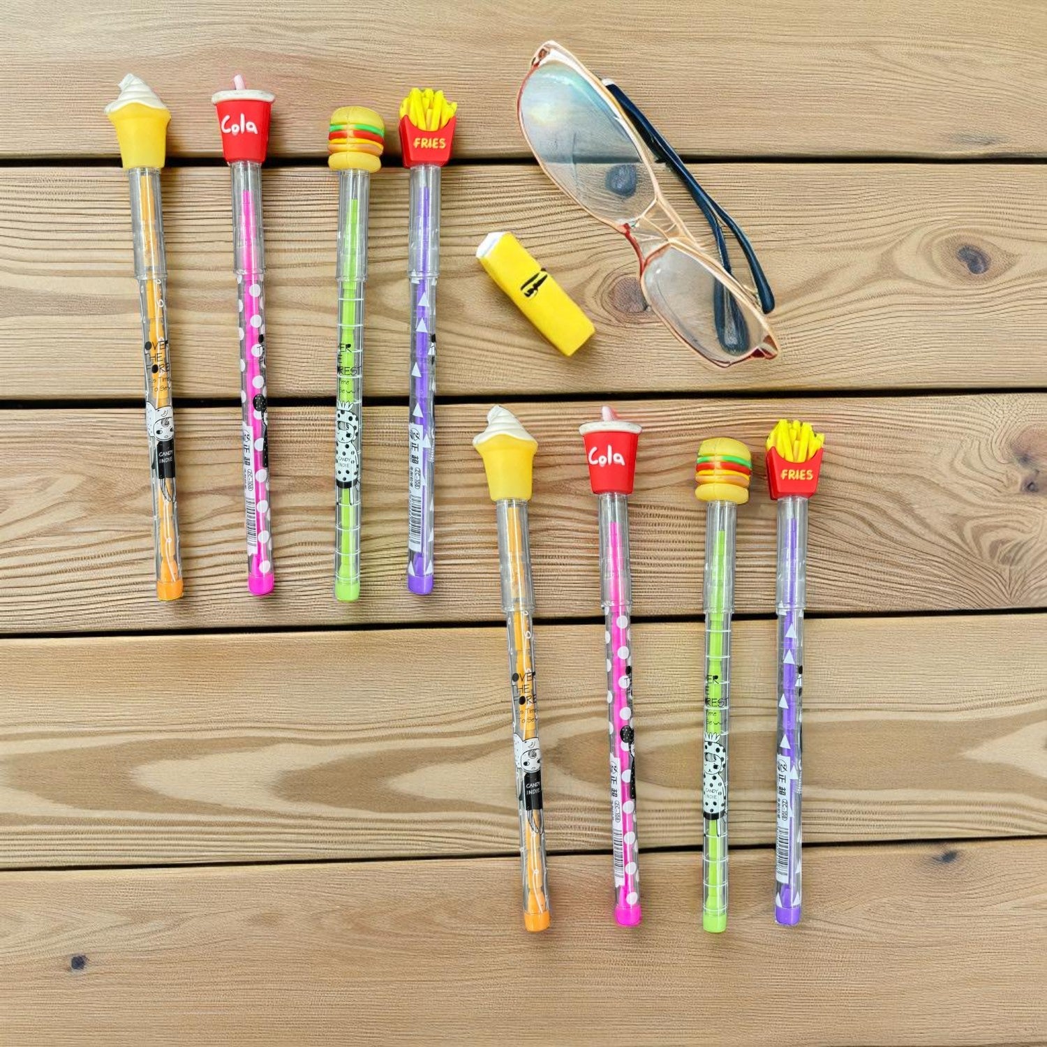 Lead Pencil for Kids | Multicolor Burger, Ice Cream Cold Drink Design | Drawing, Sketching & Return Gifts-Pack of 2 - Apkamart #Style_Pack Of 8