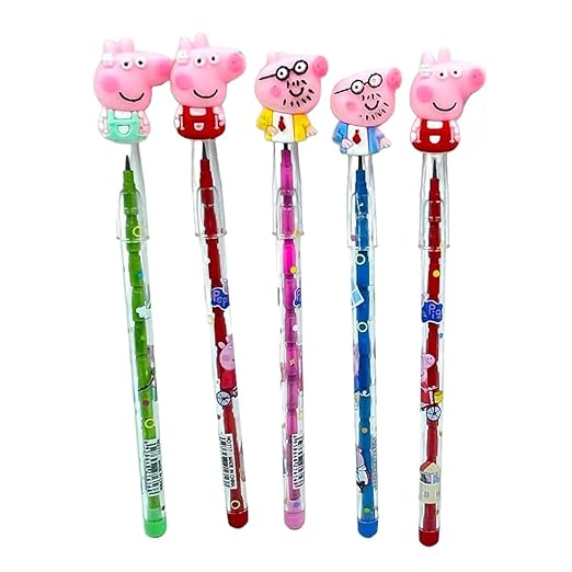 Lead Pencil for Kids | Multicolor Cartoon Pig | Drawing, Sketching & Return Gifts-Pack of 2 - Apkamart #Style_Pack Of 5