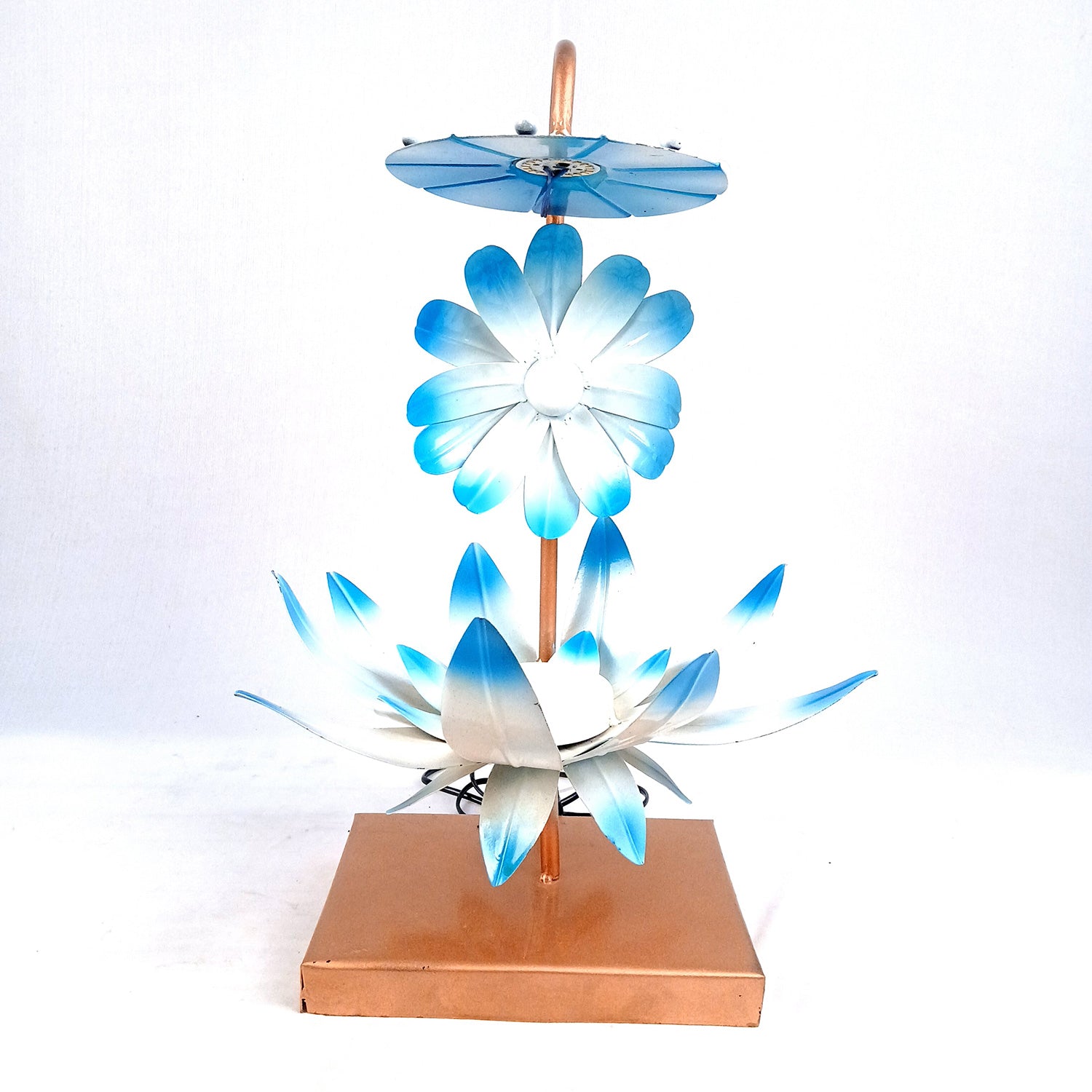Lotus Lamp | Led Lamp Showpiece | Led Stand/Aasan for God - for Temple, Home, Living Room, Office Desk, Mandir Decor & Gifts - apkamart #color_Blue