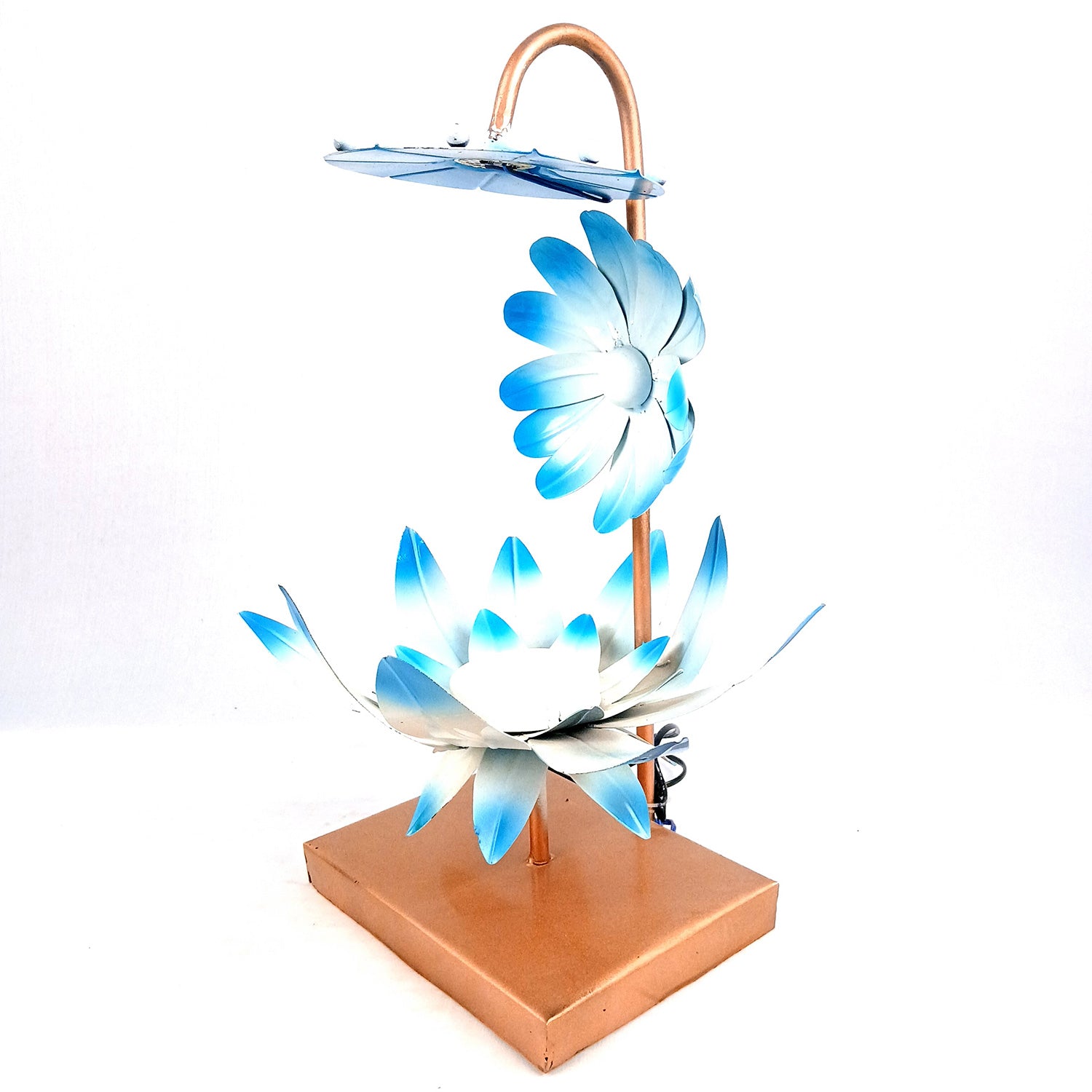 Lotus Lamp | Led Lamp Showpiece | Led Stand/Aasan for God - for Temple, Home, Living Room, Office Desk, Mandir Decor & Gifts - apkamart #color_Blue