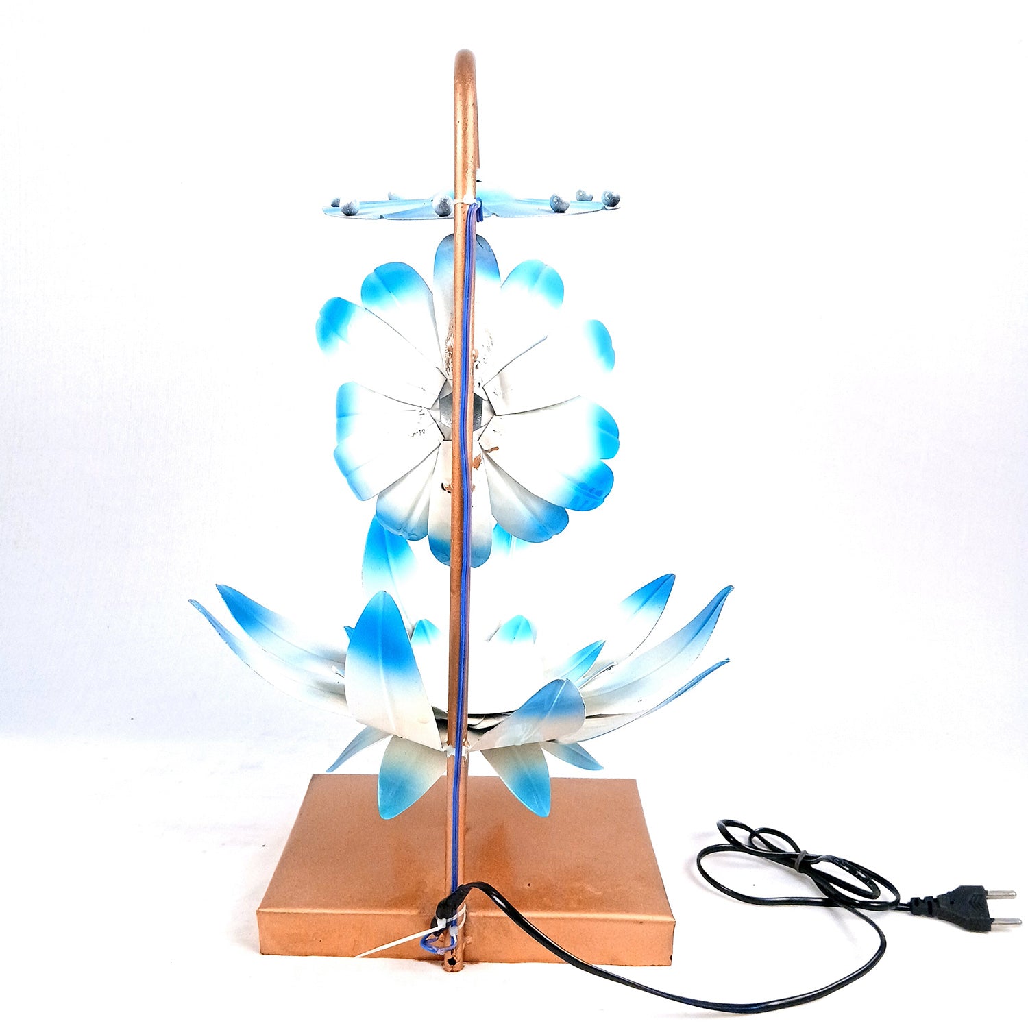 Lotus Lamp | Led Lamp Showpiece | Led Stand/Aasan for God - for Temple, Home, Living Room, Office Desk, Mandir Decor & Gifts - apkamart #color_Blue