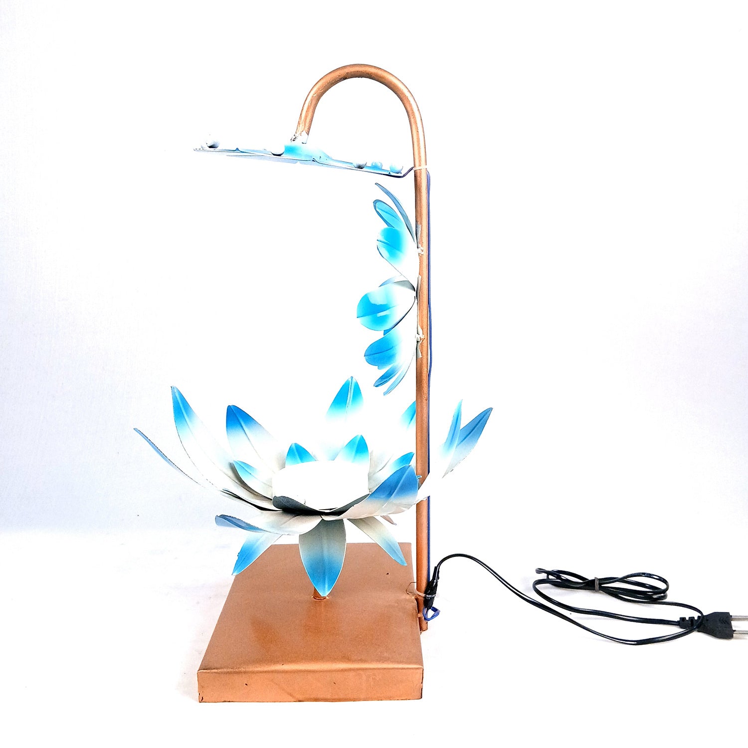 Lotus Lamp | Led Lamp Showpiece | Led Stand/Aasan for God - for Temple, Home, Living Room, Office Desk, Mandir Decor & Gifts - apkamart #color_Blue