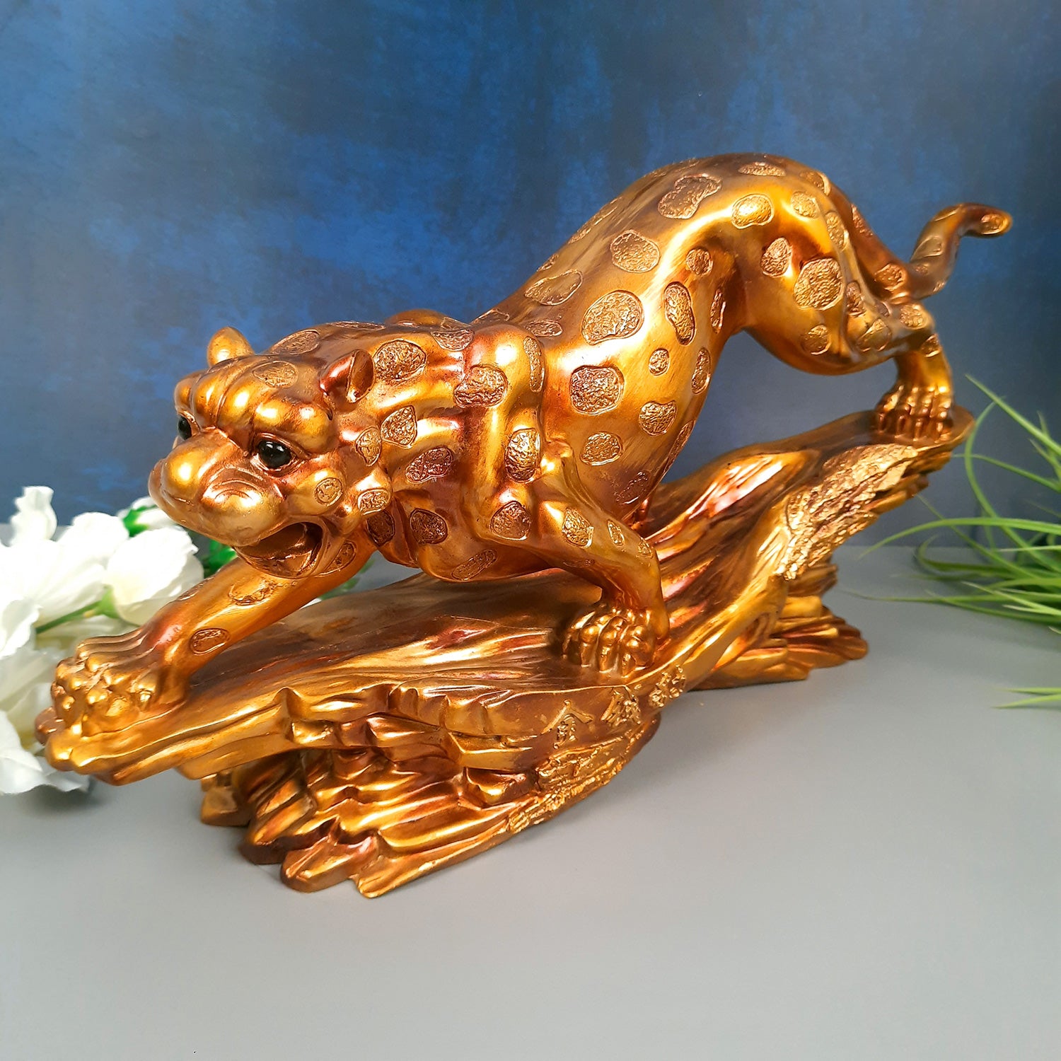 Panther Jaguar Showpiece | Decorative Cheetah Statue | Animal Figurines Sculpture - for Home Decor Living Room Bedroom Table Top Decoration & Gifts - 23 Inch - Apkamart #Color_Brown