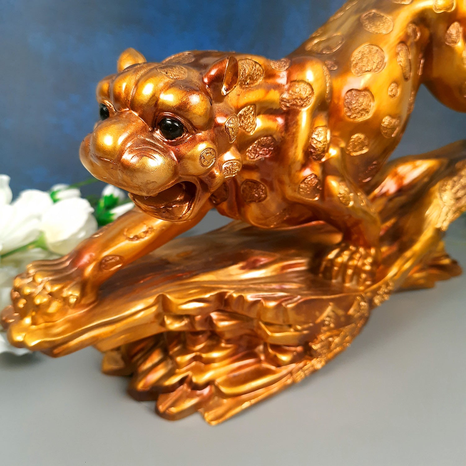 Panther Jaguar Showpiece | Decorative Cheetah Statue | Animal Figurines Sculpture - for Home Decor Living Room Bedroom Table Top Decoration & Gifts - 23 Inch - Apkamart #Color_Brown