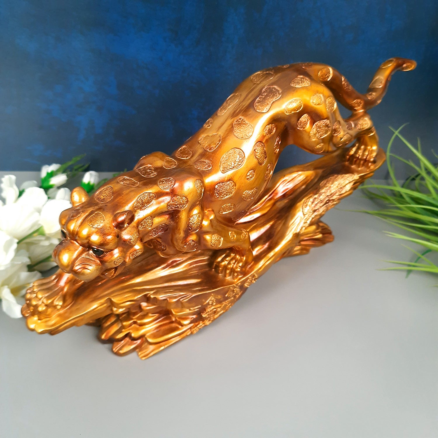 Panther Jaguar Showpiece | Decorative Cheetah Statue | Animal Figurines Sculpture - for Home Decor Living Room Bedroom Table Top Decoration & Gifts - 23 Inch - Apkamart #Color_Brown