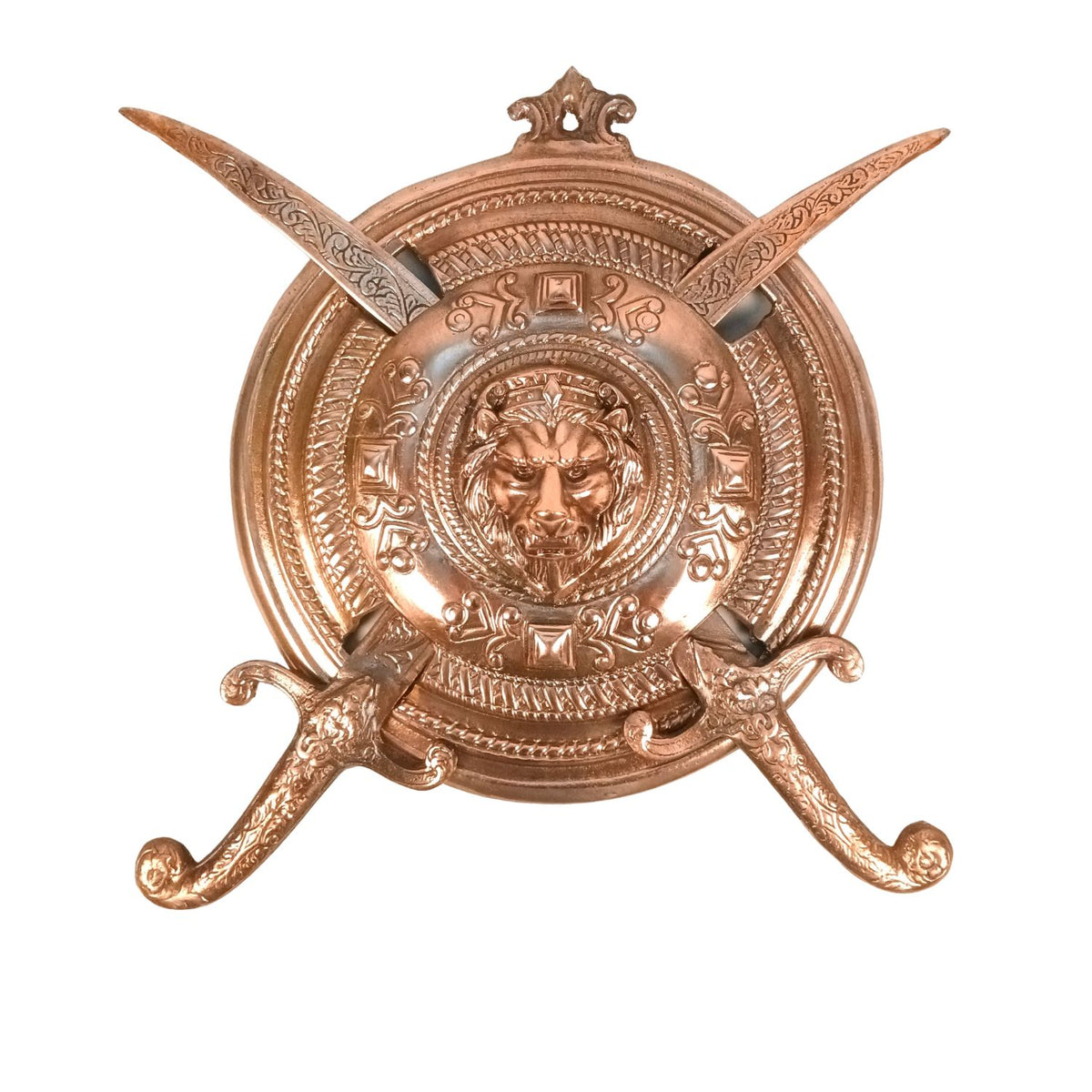 Lion Face Dhal Talwar Sword & Shield Wall Hanging β 15 Inch-apkamart