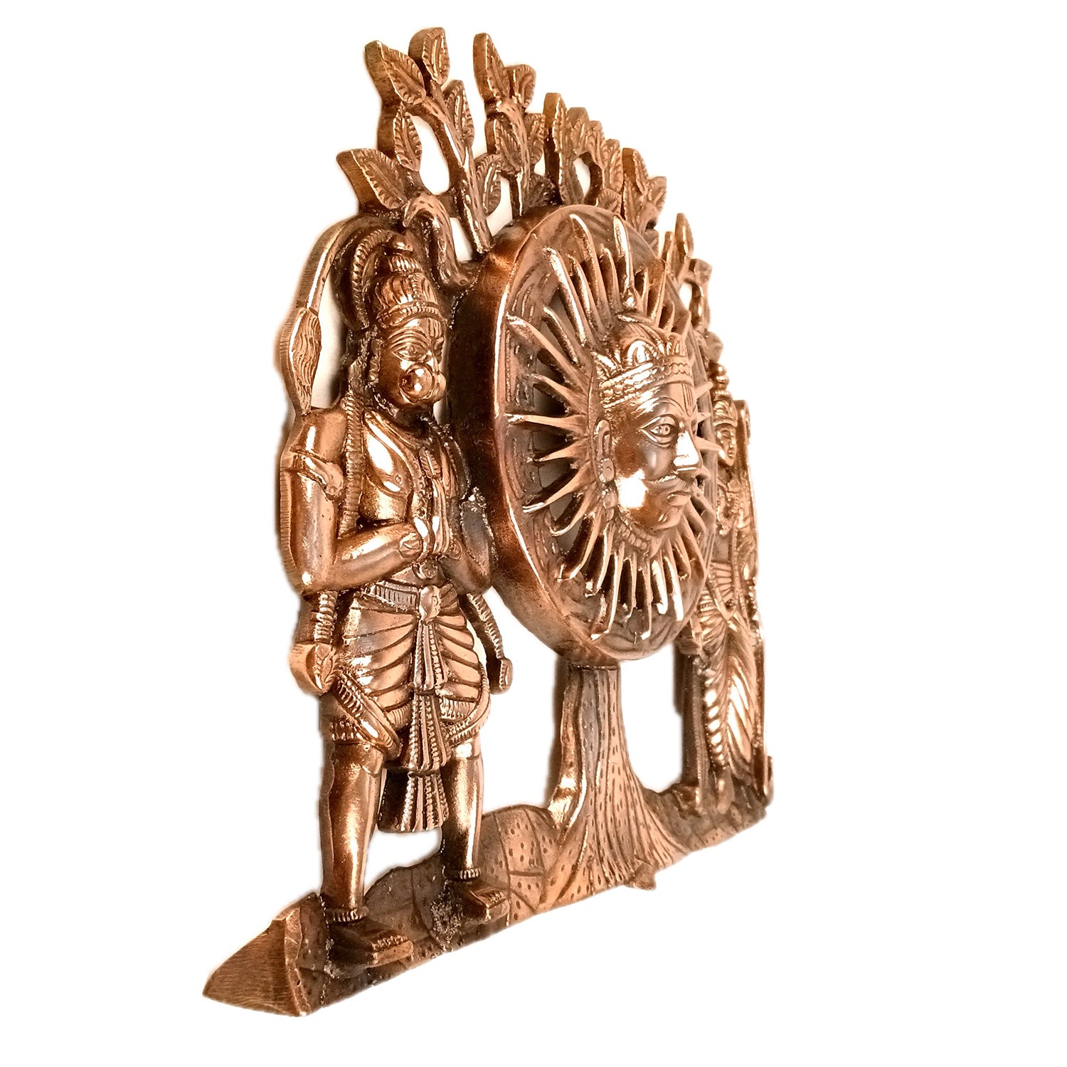 Sun God with Shri Ram & Hanuman Wall Hanging - Standing With Kalp Vriksha Design | Large Metal Wall Decor - for Home, Entrance, Living Room & Temple Decor - 15 Inch - Apkamart