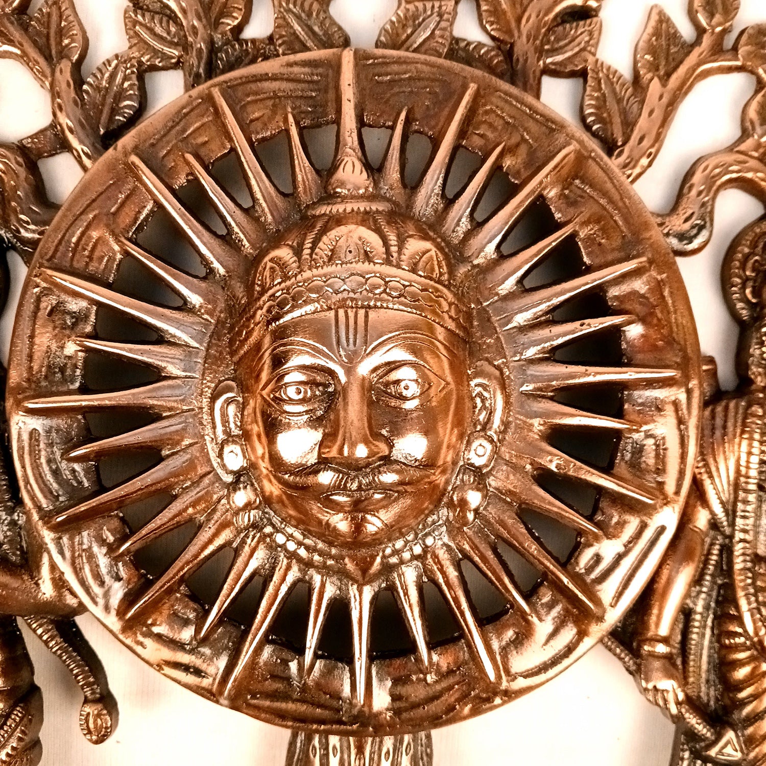Sun God with Shri Ram & Hanuman Wall Hanging - Standing With Kalp Vriksha Design | Large Metal Wall Decor - for Home, Entrance, Living Room & Temple Decor - 15 Inch - Apkamart