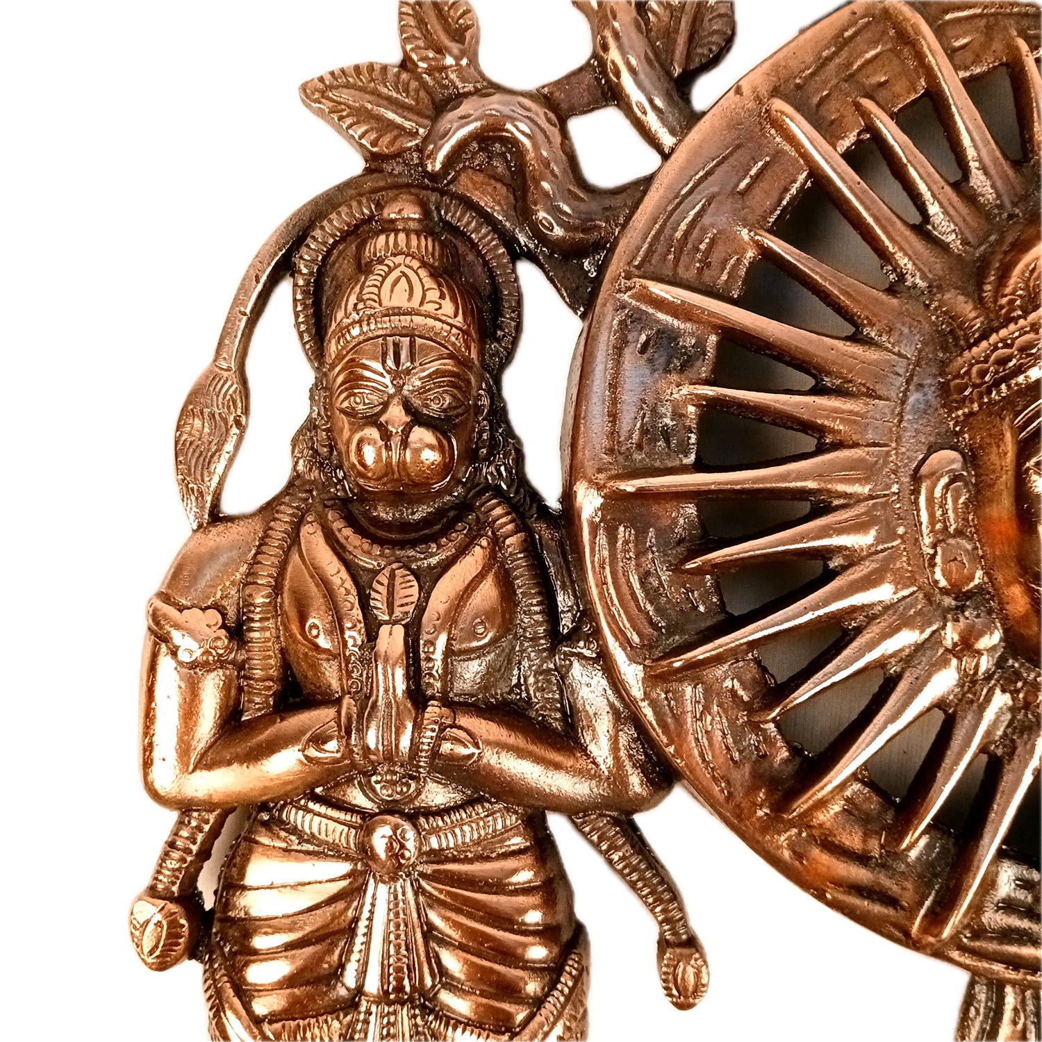 Sun God with Shri Ram & Hanuman Wall Hanging - Standing With Kalp Vriksha Design | Large Metal Wall Decor - for Home, Entrance, Living Room & Temple Decor - 15 Inch - Apkamart