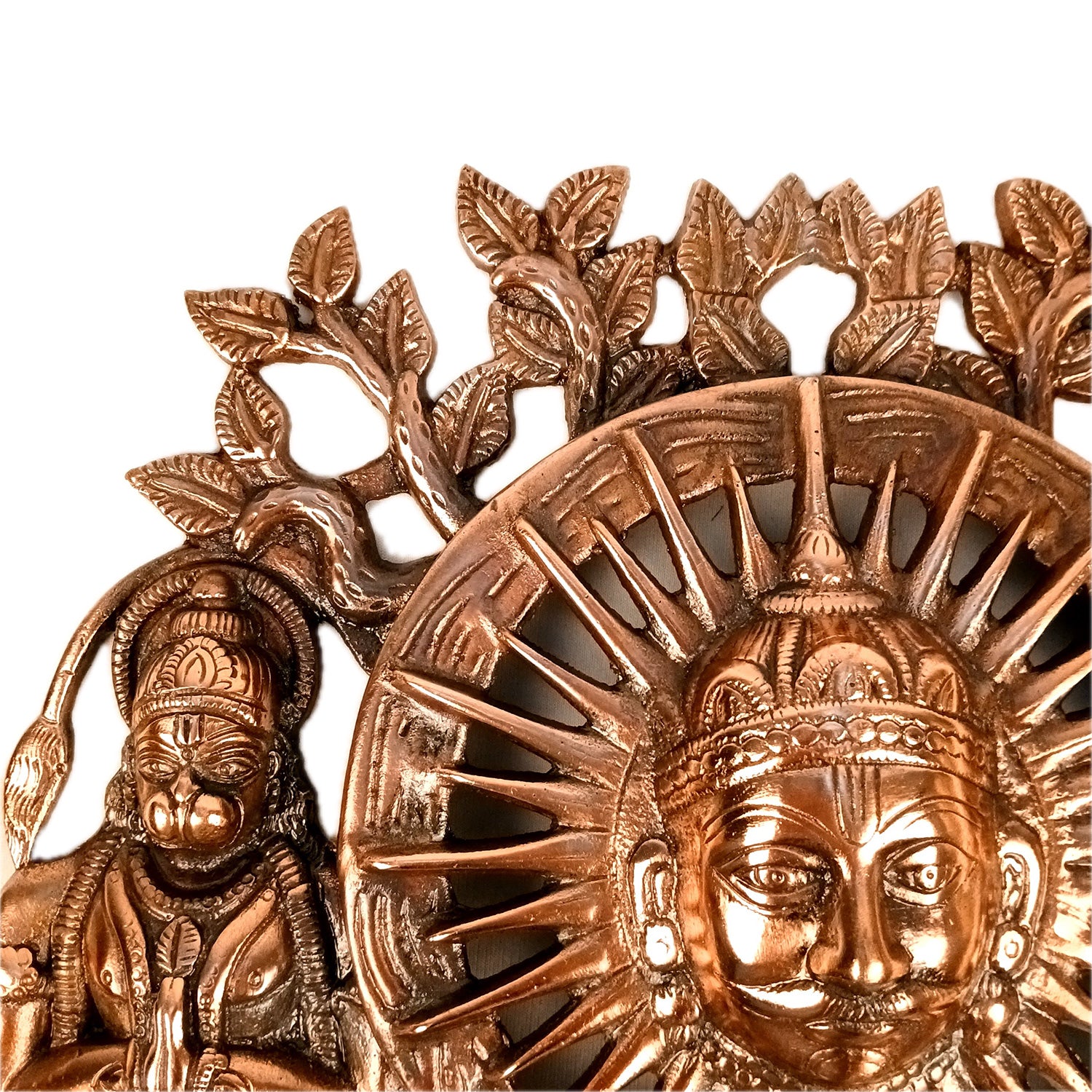 Sun God with Shri Ram & Hanuman Wall Hanging - Standing With Kalp Vriksha Design | Large Metal Wall Decor - for Home, Entrance, Living Room & Temple Decor - 15 Inch - Apkamart