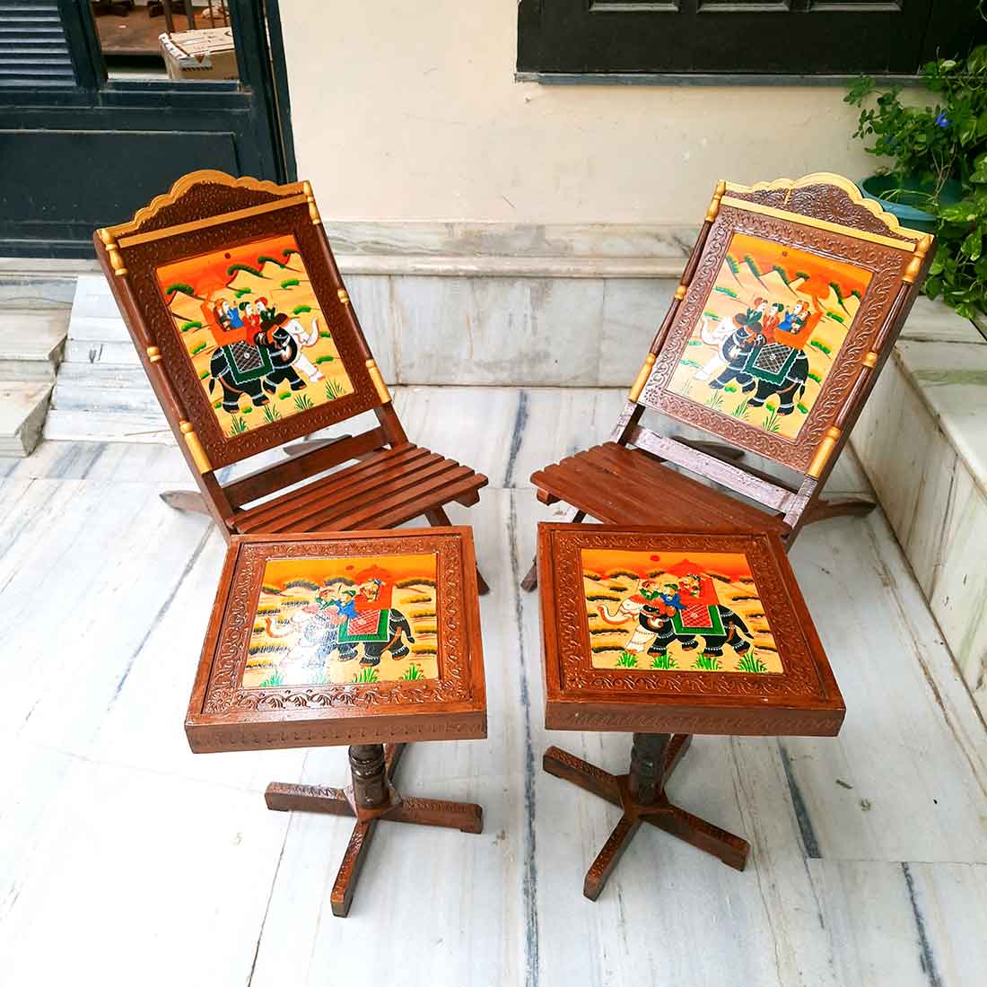 Chair & Side Table Set - For Living Room & Outdoor Decor - Set of 4- Apkamart #Style_Style 3